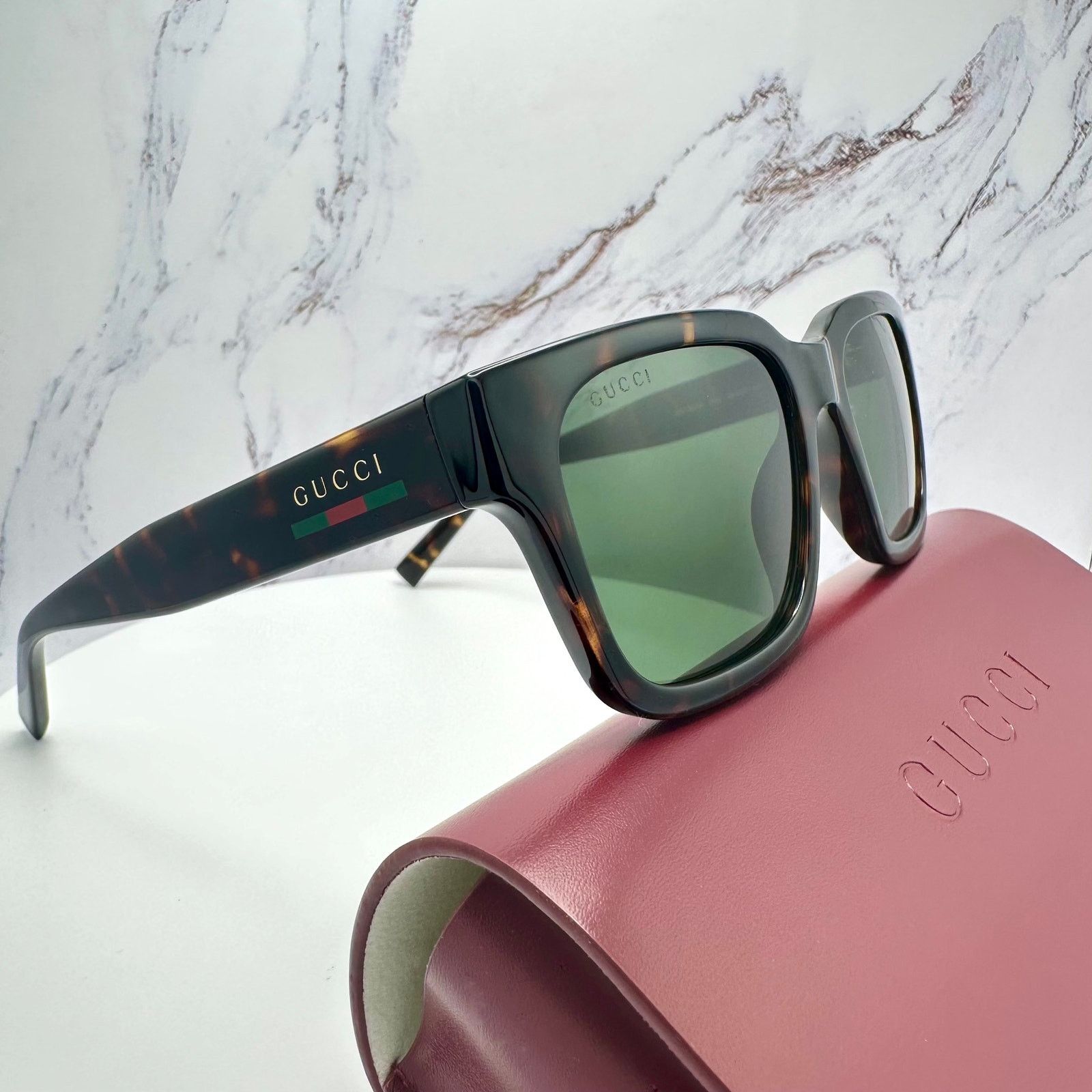 Gucci New GUCCI Sunglasses Brown Gold Red Green Web 55-20-145 mm Size ONE SIZE - 20 Thumbnail