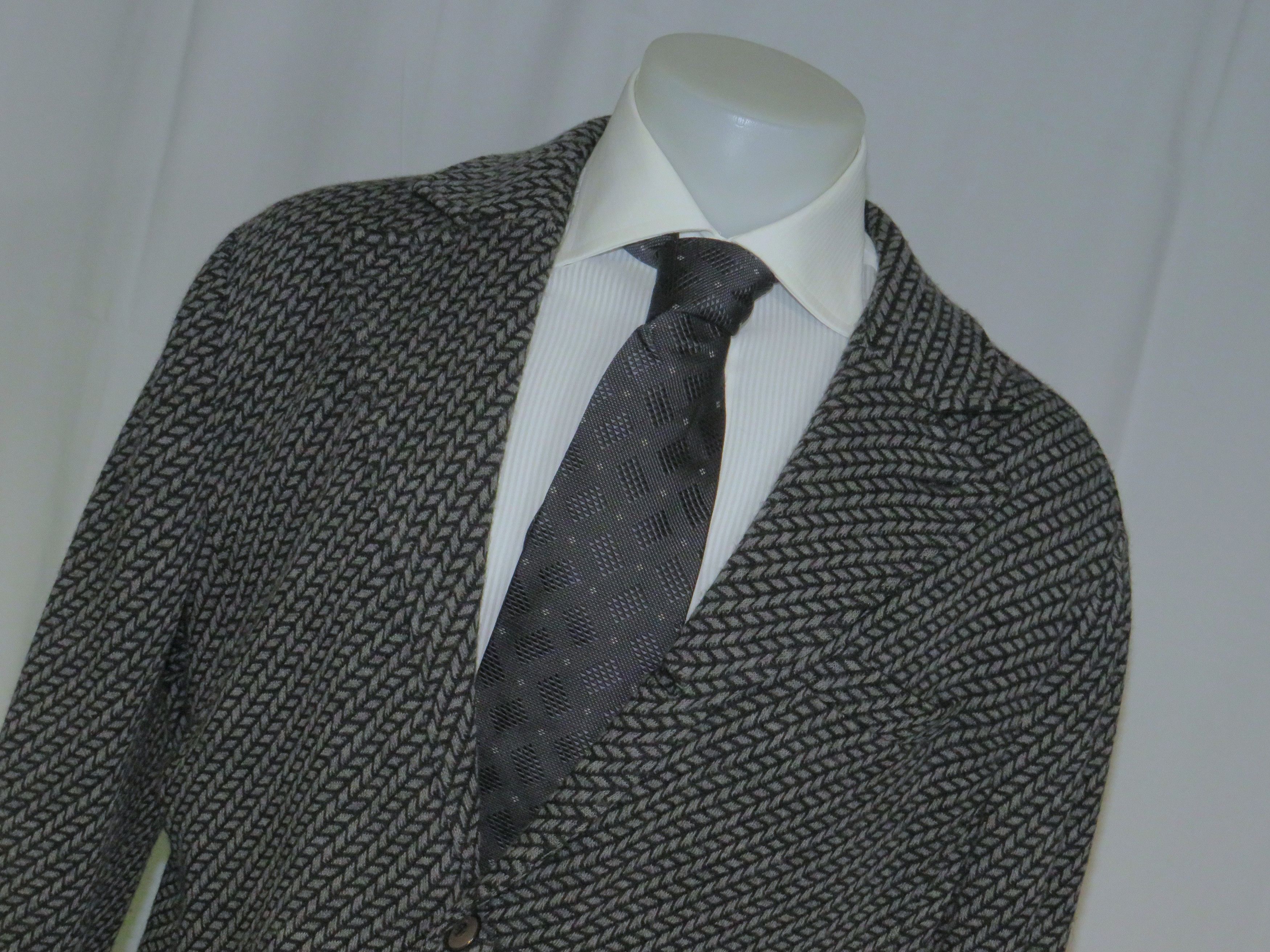 Giorgio Armani Black Label Gray Geometric Recent Sweater Jacket 50 Size 50R - 4 Thumbnail