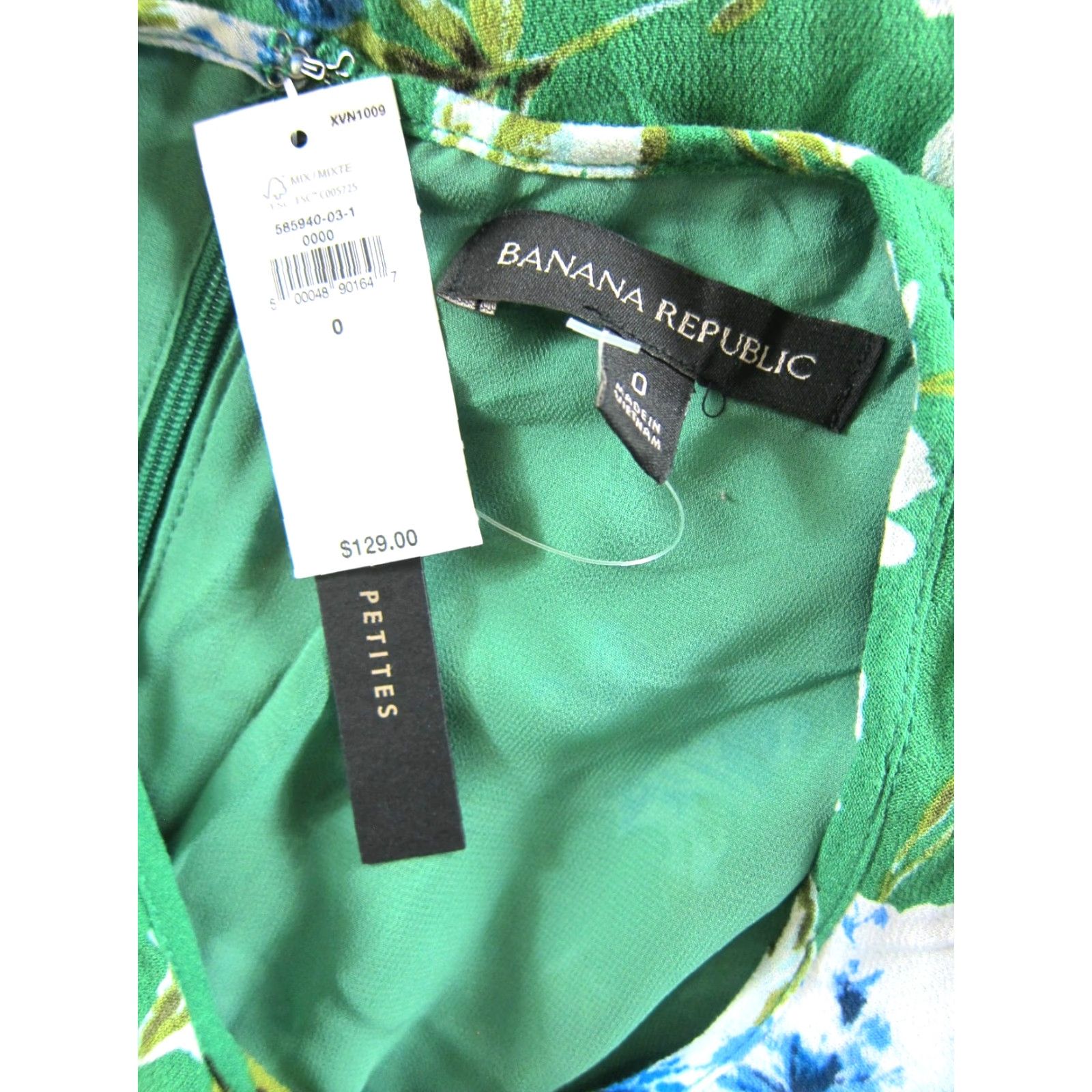 Banana Republic NWT Banana Republic Rayon Green Floral Short Sleeve Sheath Dress Women 0 Size 25" / US 0 / IT 36 - 3 Thumbnail