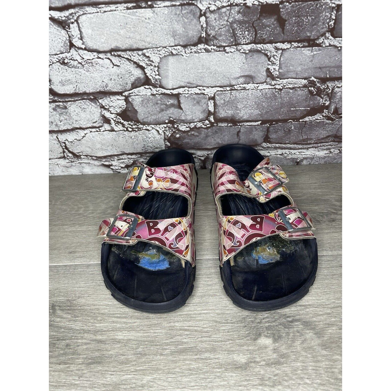 Birkenstock Birki’s Bay Heart Floral Arizona Pink Slides Sandals Women S Size US 10.5 / IT 40.5 - 2 Thumbnail