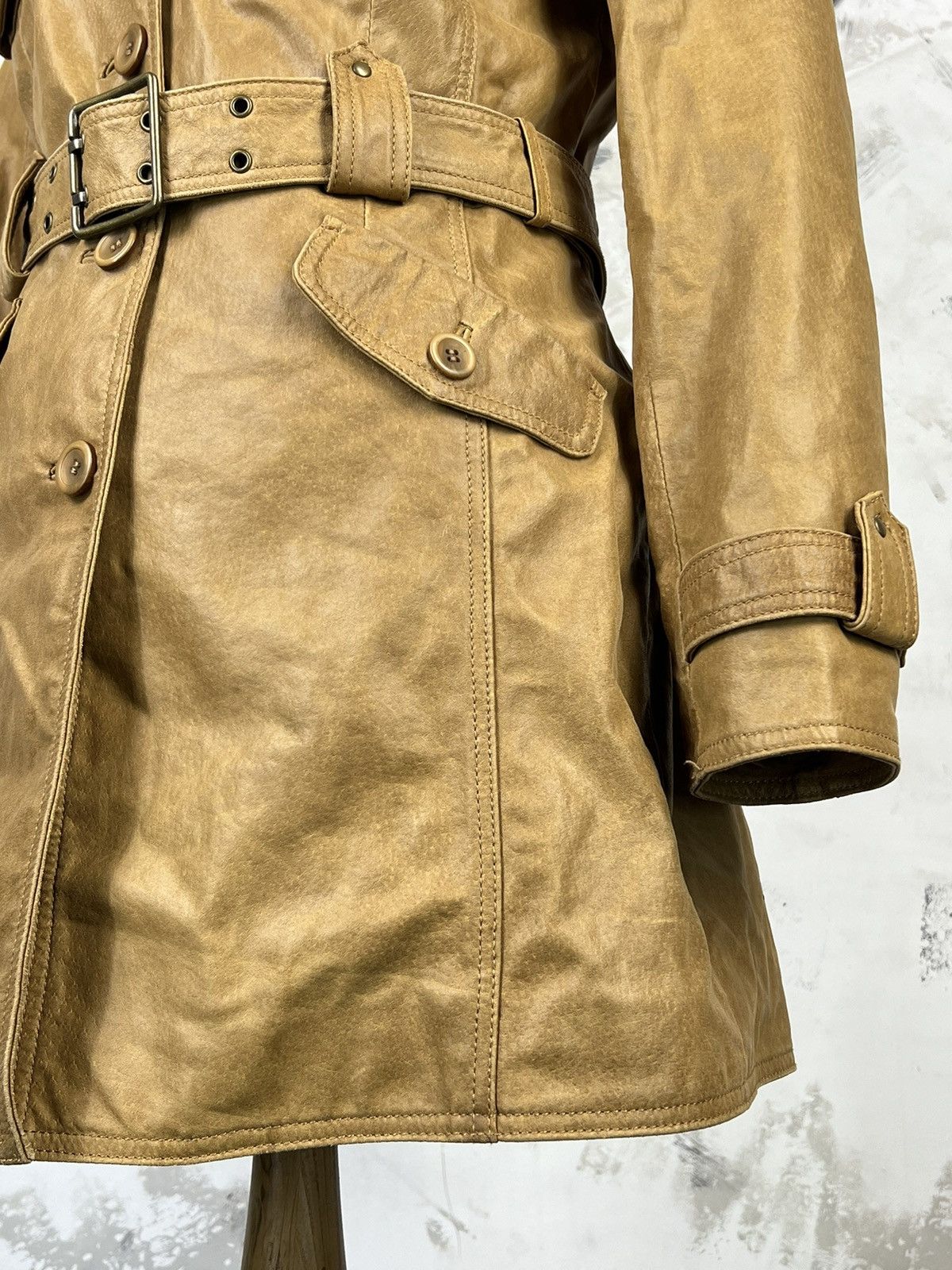 Vintage Vintage Y.O.U. Leather Belted Trench Coat Size S - M UK 12 Size M / US 6-8 / IT 42-44 - 6 Thumbnail