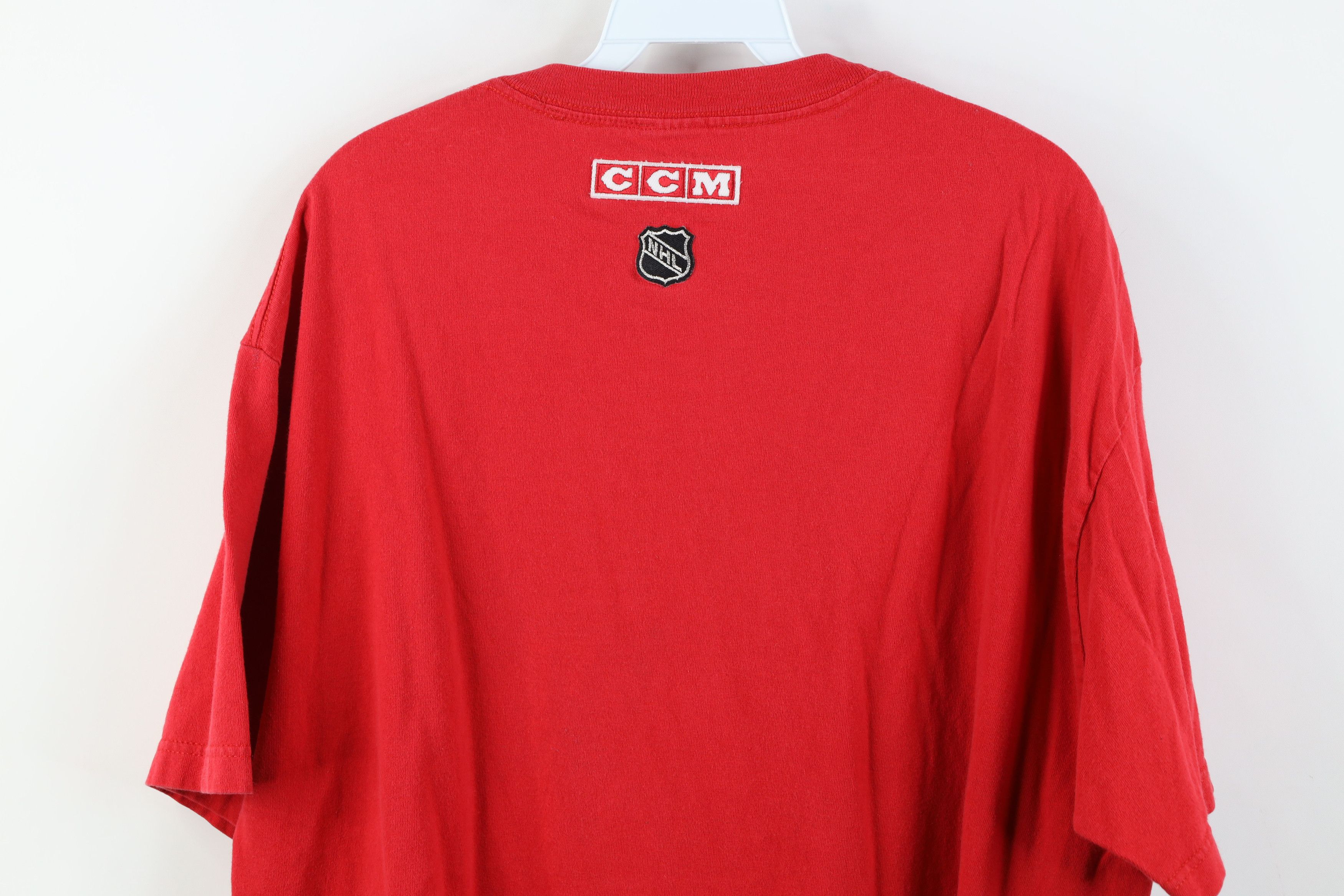 Ccm Vintage 90s CCM Spell Detroit Red Wings Hockey T-Shirt Red Size US XL / EU 56 / 4 - 12 Thumbnail