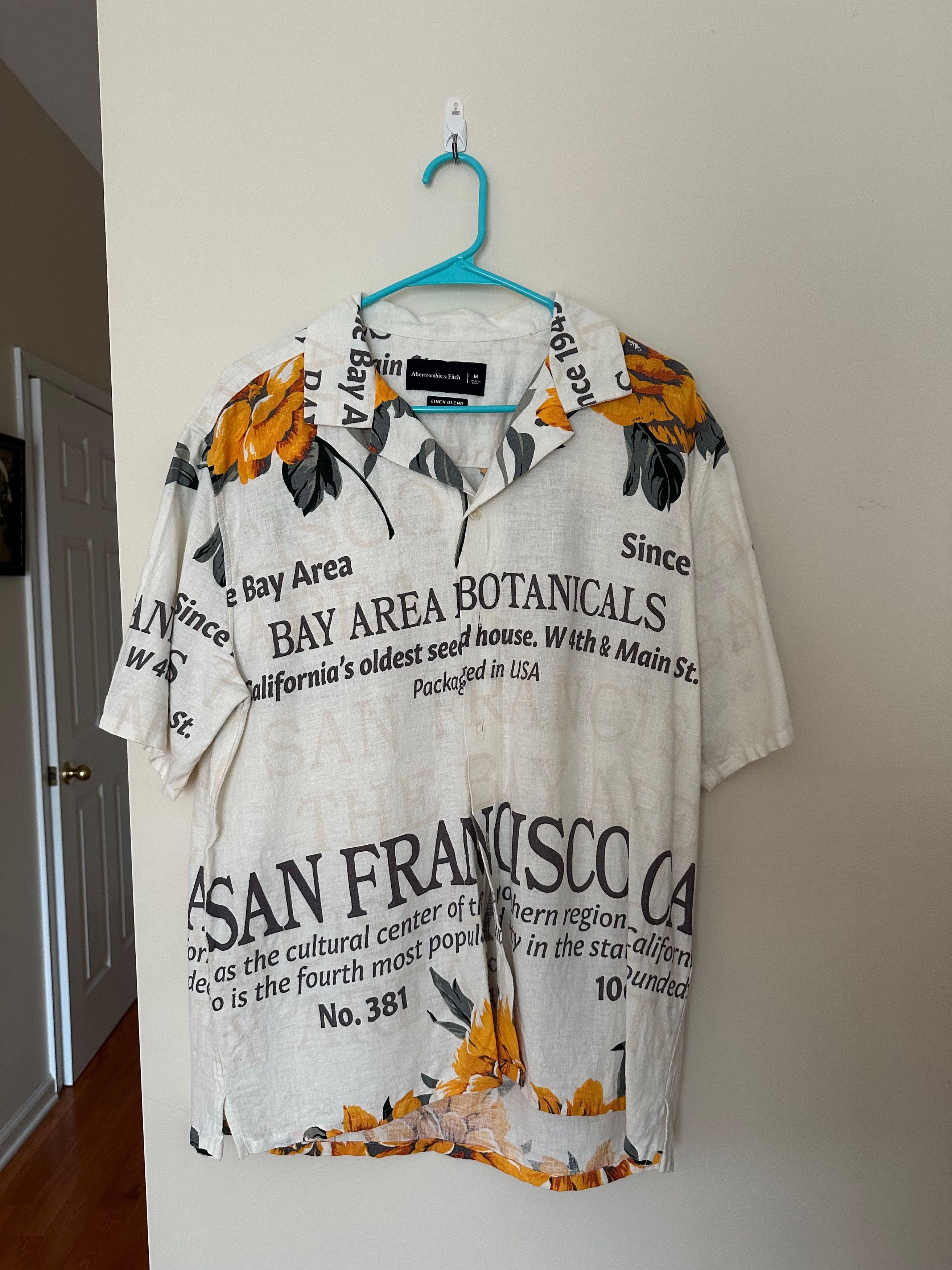 Abercrombie & Fitch Abercrombie & Fitch Linen Blend Shirt Bay Area Graphic Shirt Size US M / EU 48-50 / 2 - 1 Thumbnail