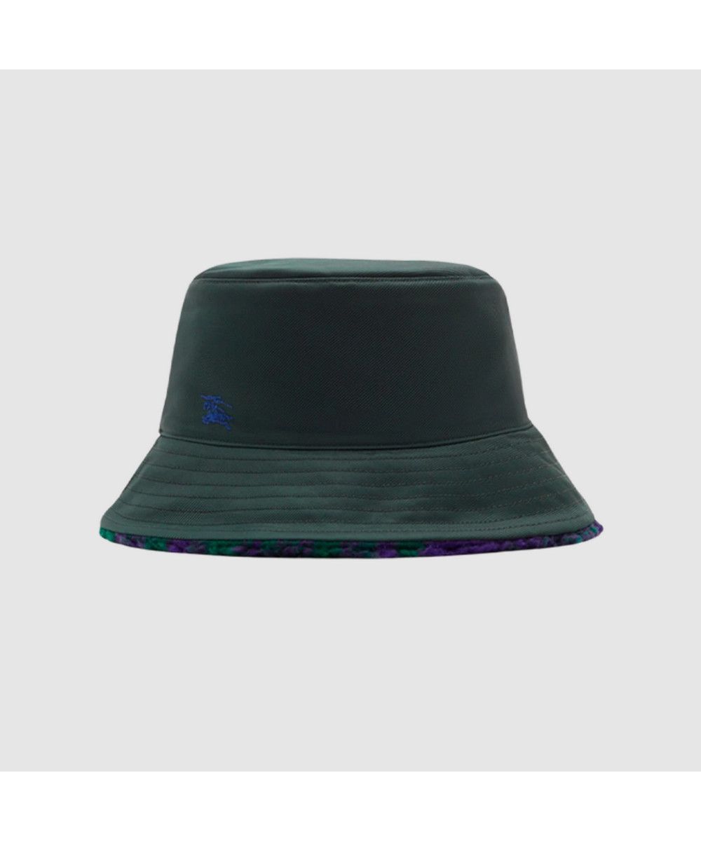 BURBERRY green purple nylon rose reversible bucket hat