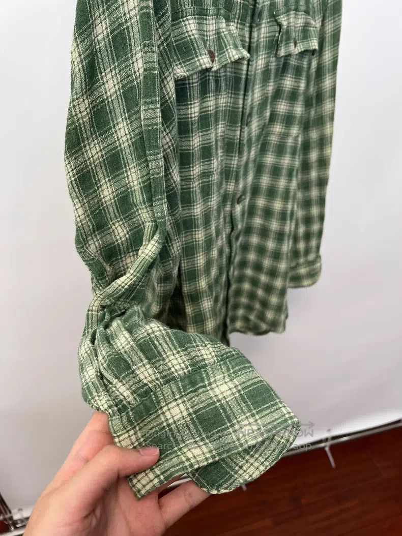 Yohji Yamamoto YOHJI YAMAMOTO Draped green checkered shirt Size US XL / EU 56 / 4 - 5 Thumbnail
