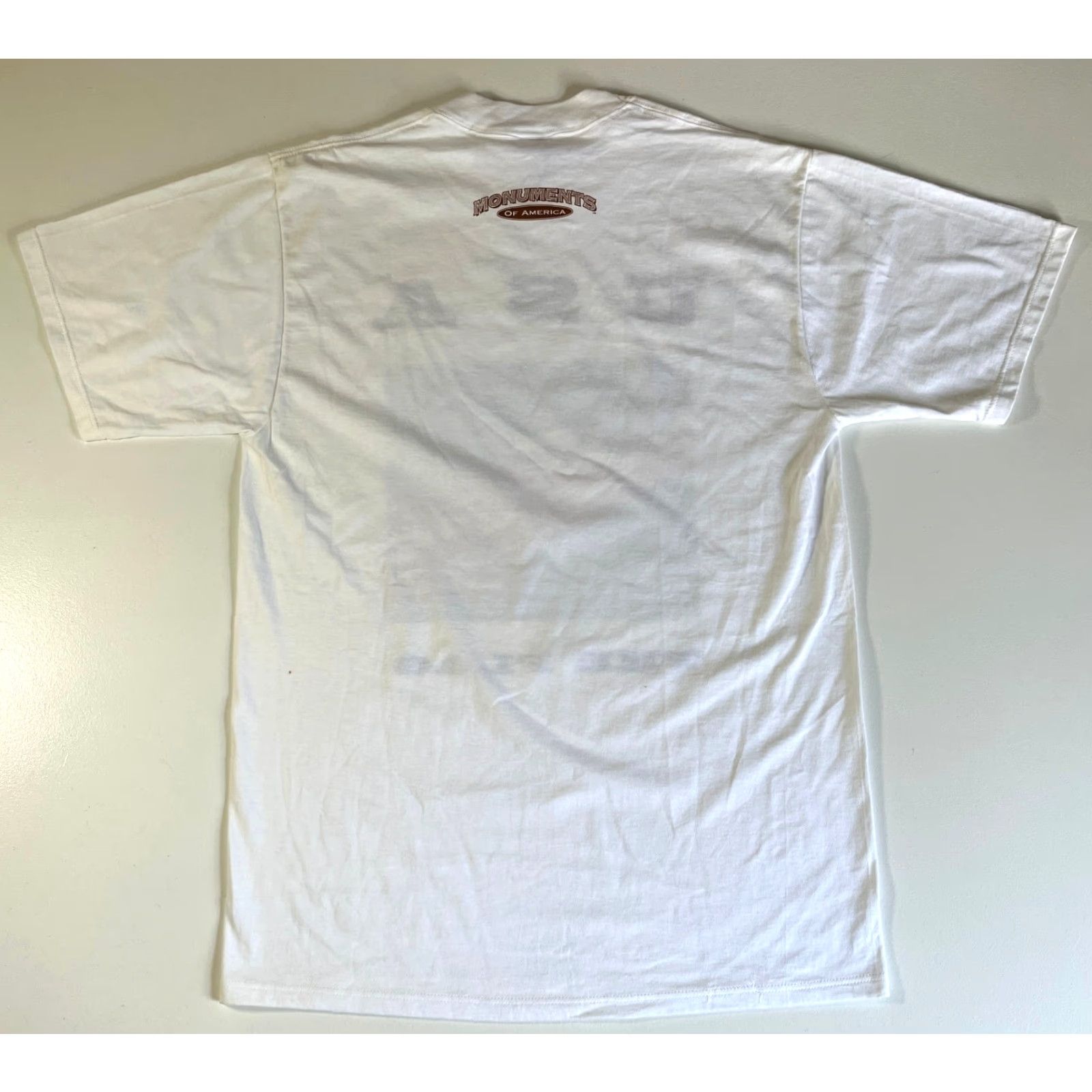 Jerzees VINTAGE Jerzees T-Shirt USA 90s Flag Graphic Unisex Adults White 1993 Monuments of America Sz L Size US L / EU 52-54 / 3 - 3 Thumbnail