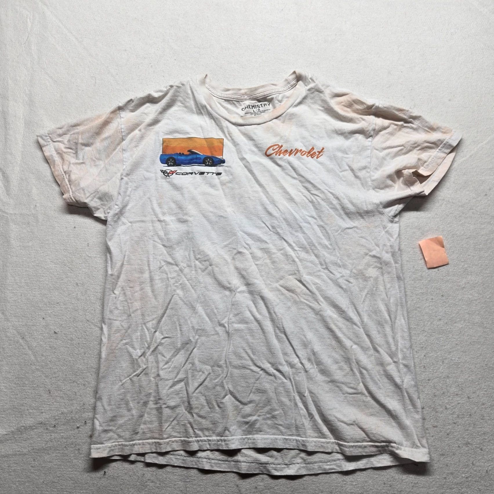 Vintage Chemistry Chevrolet 1998 Corvette Graphic White T-Shirt Men Adult L Large Short Sleeve Crew Neck Shirt Mens Size US L / EU 52-54 / 3 - 2 Thumbnail