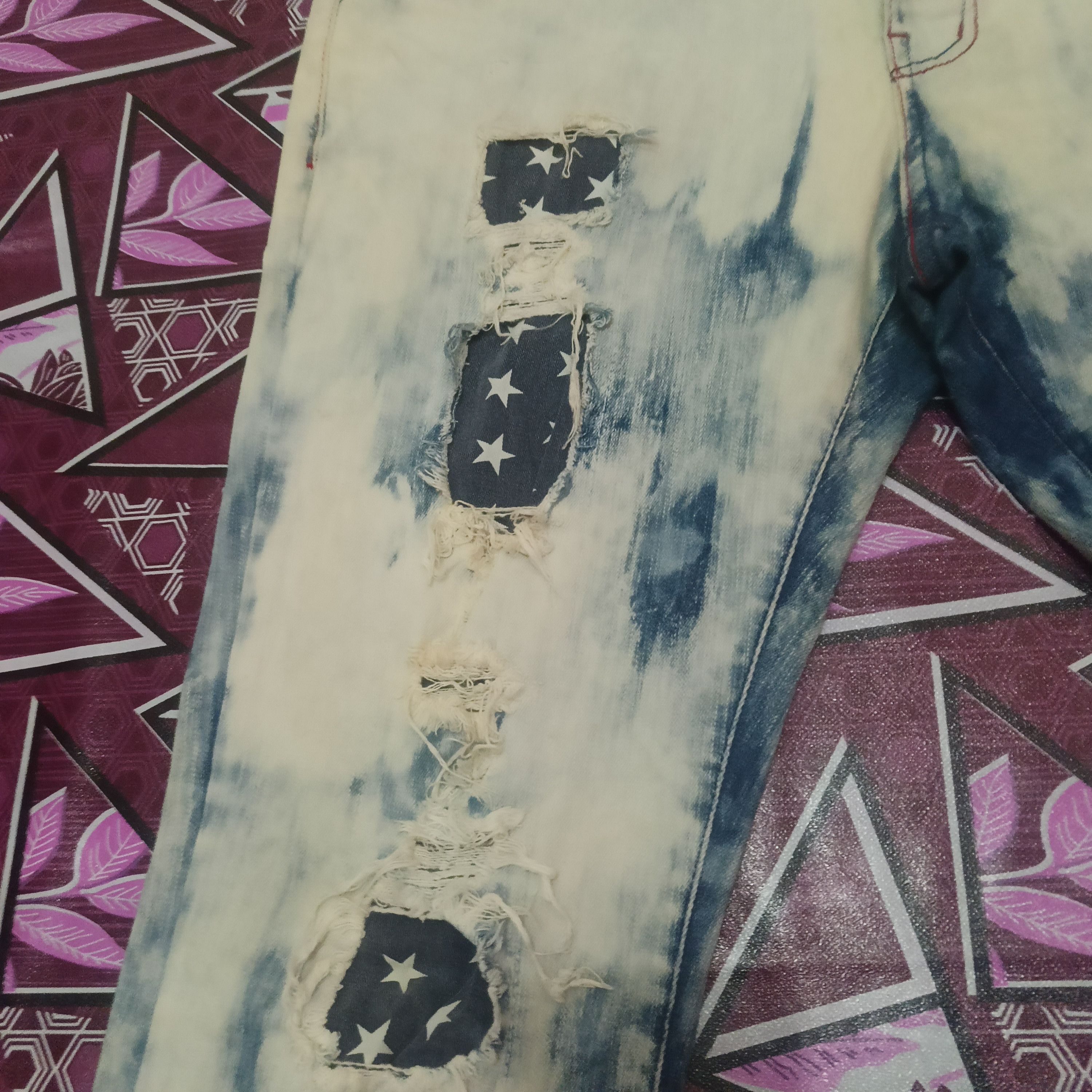 14th Addiction × If Six Was Nine × Japanese Brand ILDF street makes it punk Acid wash jeans USA flag Size US 33 - 6 Thumbnail