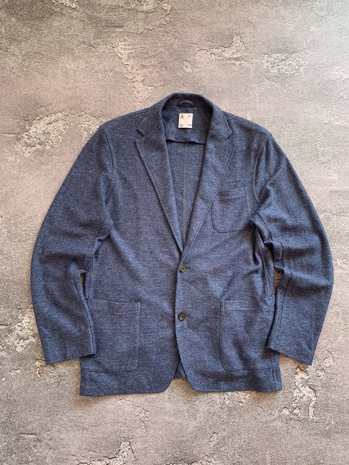 Altea Altea Alfonso Melange 100% Linen Blue Blazer L Size Size 44S - 1 Thumbnail