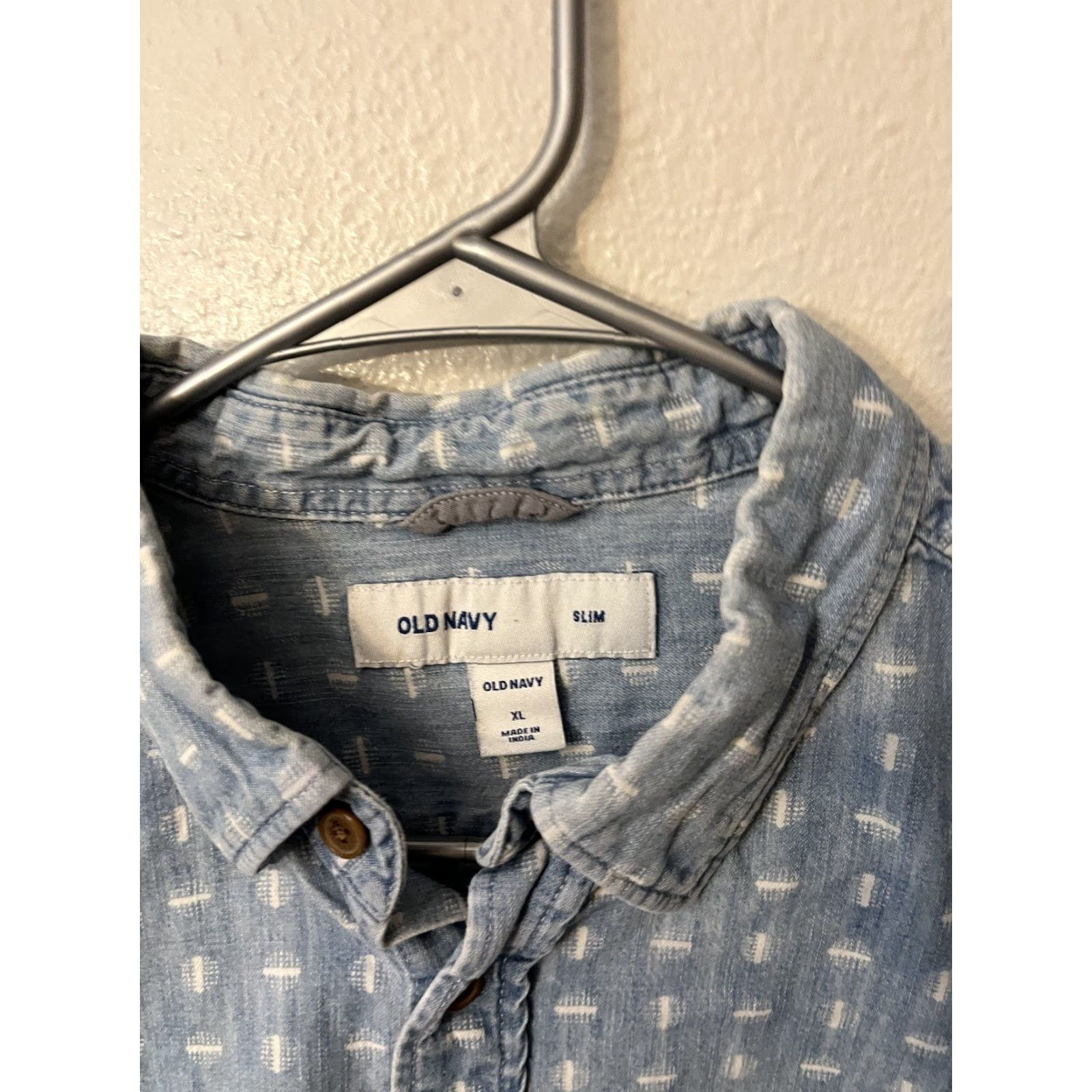 Old Navy OLD NAVY Button-Up Denim Shirt XL Men Blue Geometric Short Sleeve Relaxed Fit Button-Down Casual 90s Vintage Apparel Size US XL / EU 56 / 4 - 3 Thumbnail