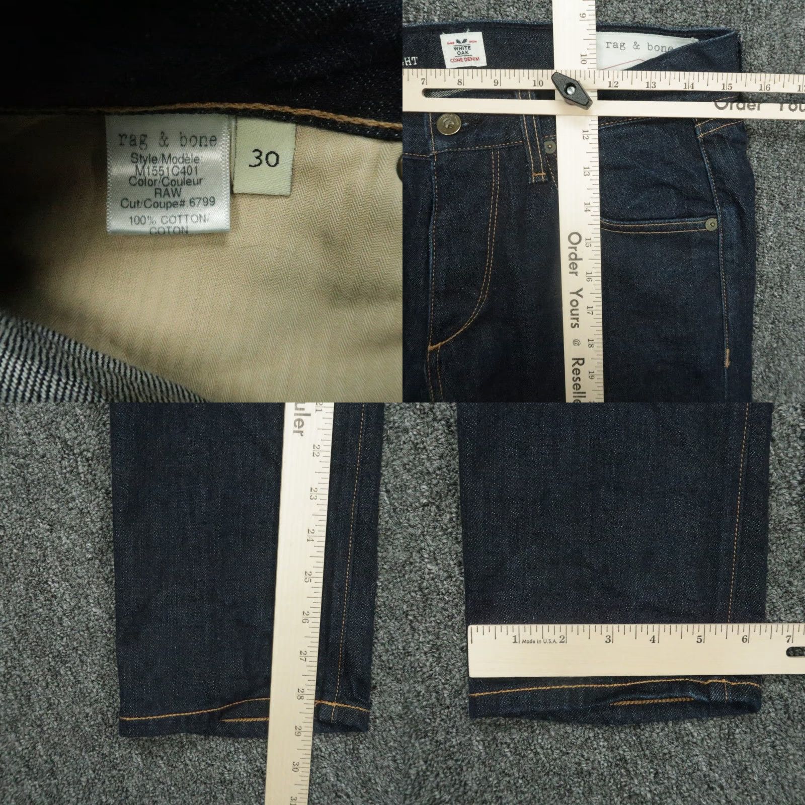 Rag & Bone rag & bone Jeans Slim Straight Mens 30x29 Blue Denim 5-Pocket Design RB 15X Slim Straight Size US 30 / EU 46 - 8 Thumbnail