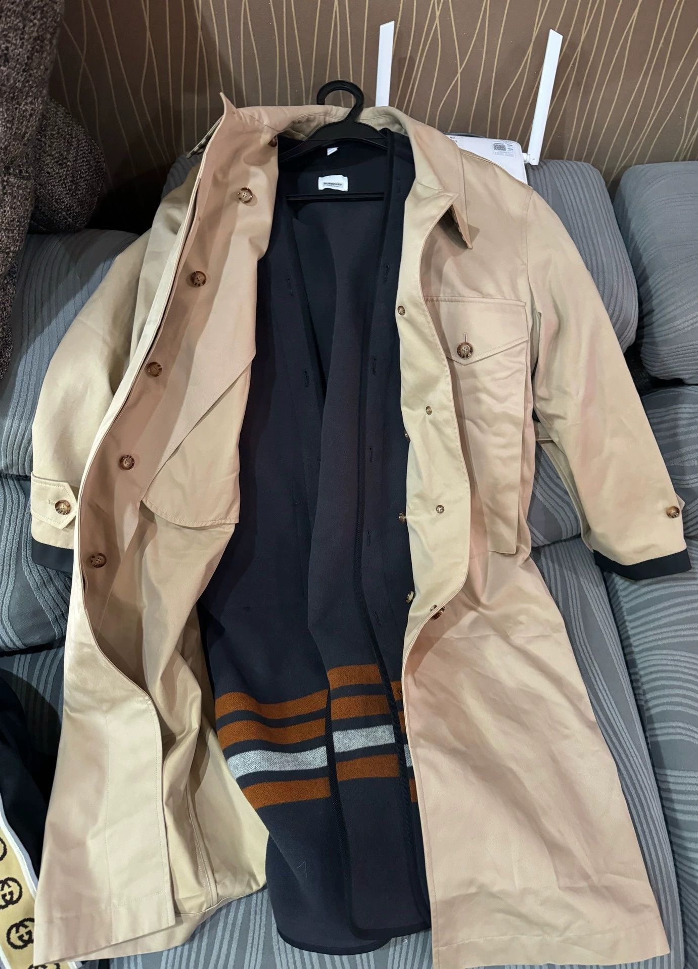 Burberry Burberry 2-Piece Overcoat with Wool Vest Pure Wool New UK8 Size S / US 4 / IT 40 - 1 Thumbnail