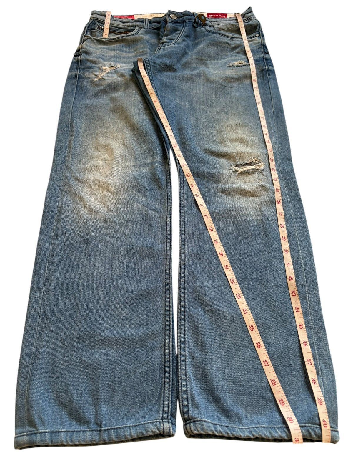 Japanese Brand Vintage Japanese Brand Blue Wash Ripped Loose Jeans Size US 34 / EU 50 - 16 Thumbnail