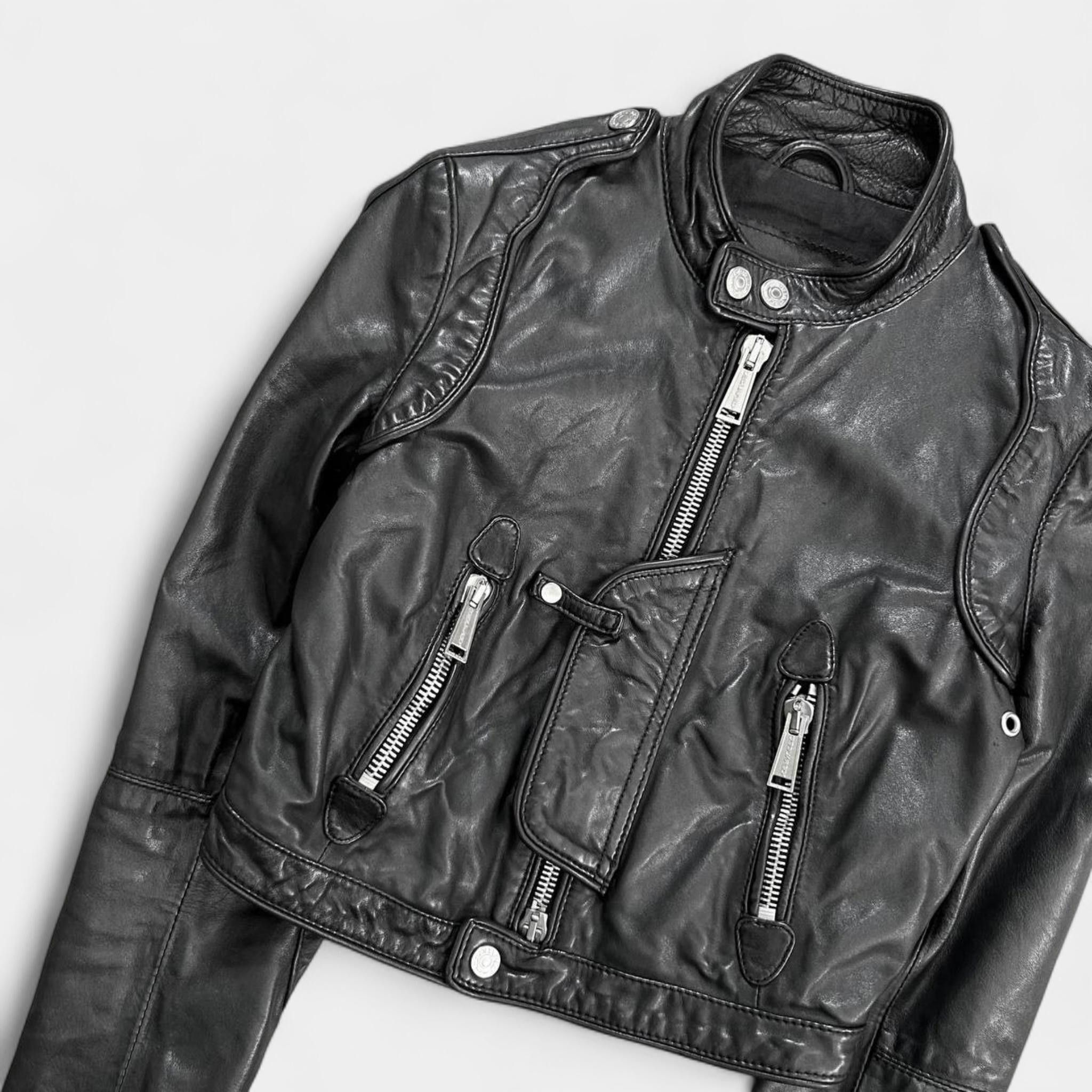 Dsquared2 Dsquared2 2000s Leather Black Biker Jacket Size US XS / EU 42 / 0 - 2 Thumbnail