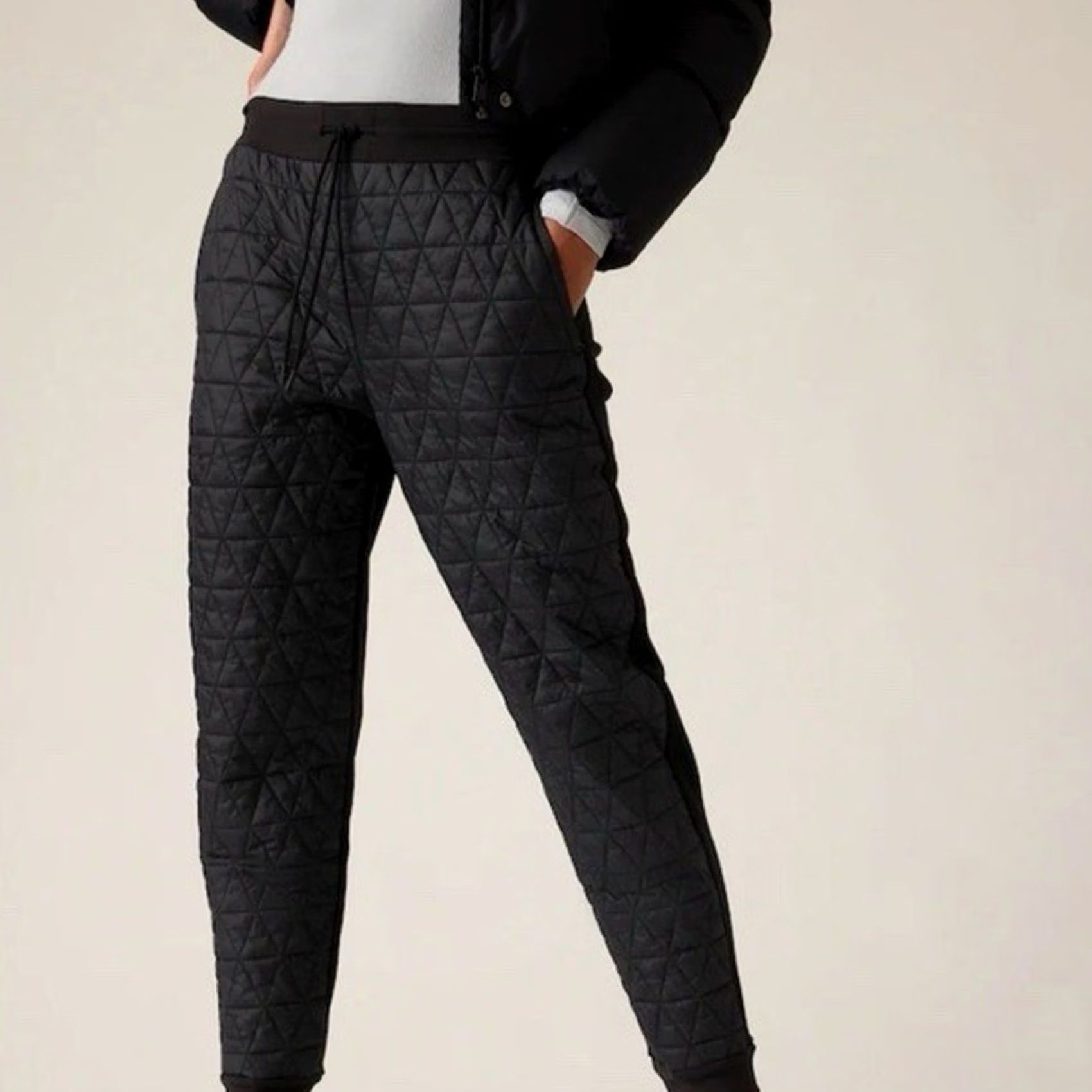 Athleta VINTAGE? Athleta Solstice Apres Ski Quilted Jogger Pants Women’s 16 Black Insulated Size 38" / US 16 / IT 52 - 2 Thumbnail