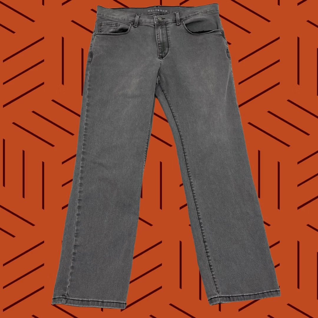 Mott & Bow Mott & Bow Jeans Mens 33 x 30 Straight Leg Washed Gray Casual Stretch Pants Size US 33 - 1 Thumbnail