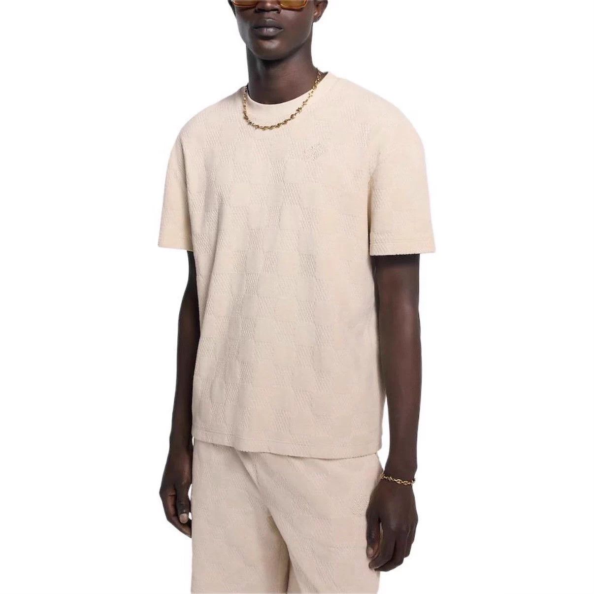 Louis Vuitton LV Beige Check Terry Logo Ribbed Collar Tee XXL Near New Size US XXL / EU 58 / 5 - 6 Thumbnail
