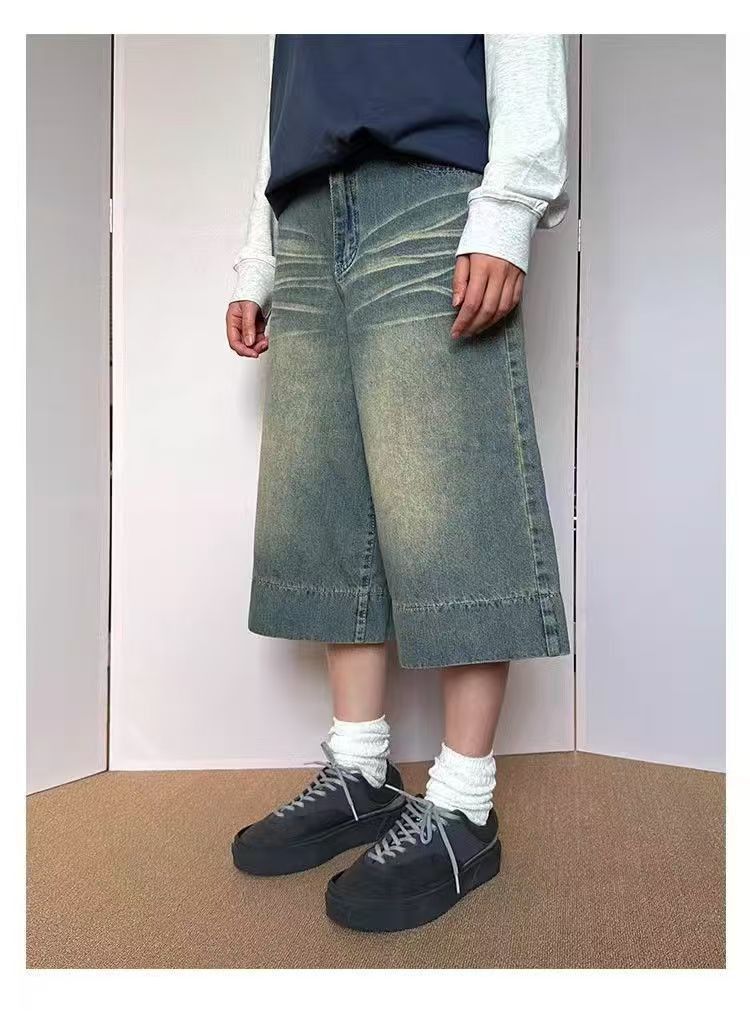 Japanese Brand × Jean American street washed distressed denim shorts y2k Size US 32 / EU 48 - 3 Thumbnail