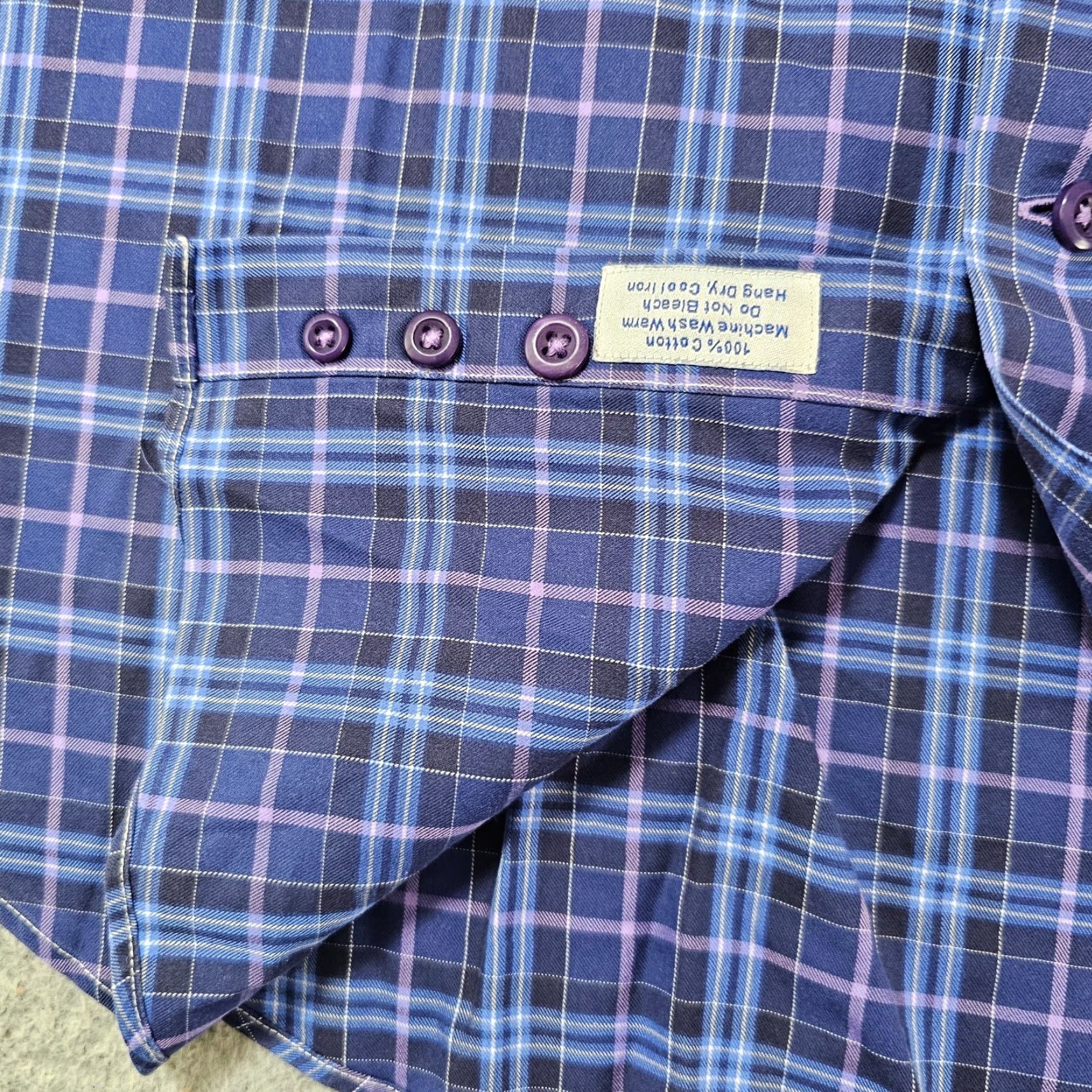 David Donahue David Donahue Dress Shirt Mens Medium Blue Purple Check Woven Cotton Long Sleeve Size 40R - 6 Thumbnail