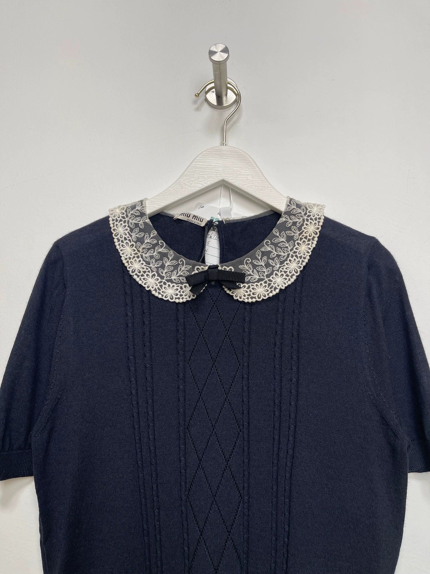 Miu Miu MIU MIU women's doll collar knit short-sleeve size 42 Size M / US 6-8 / IT 42-44 - 3 Thumbnail