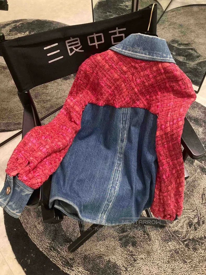 Chanel Chanel Chair Series Pink Blue Denim Knitted Coat Size XS / US 0-2 / IT 36-38 - 3 Thumbnail