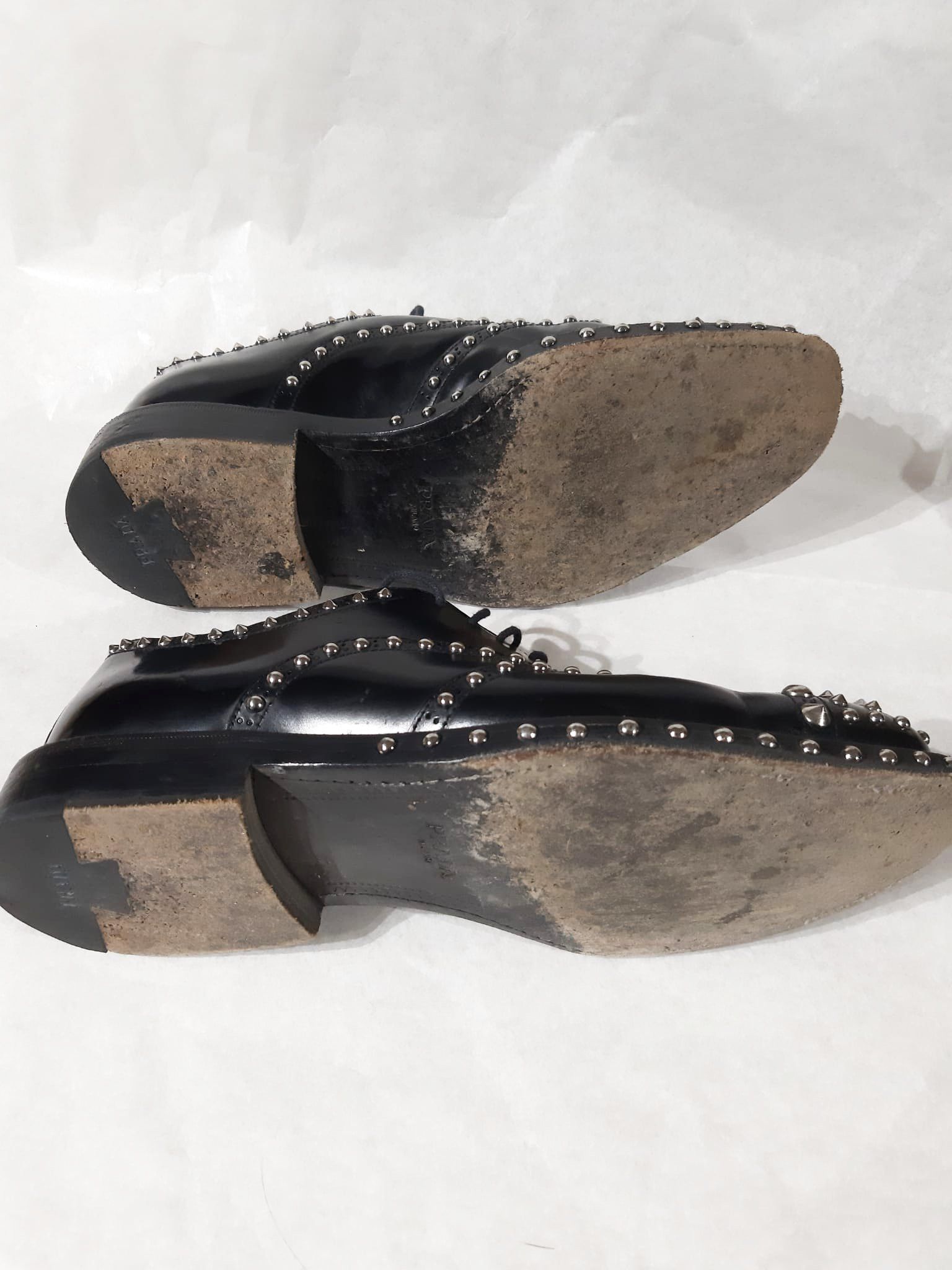 Prada FW 2009 Runway Studded Leather Derby Shoes Size US 7.5 / EU 40-41 - 12 Thumbnail