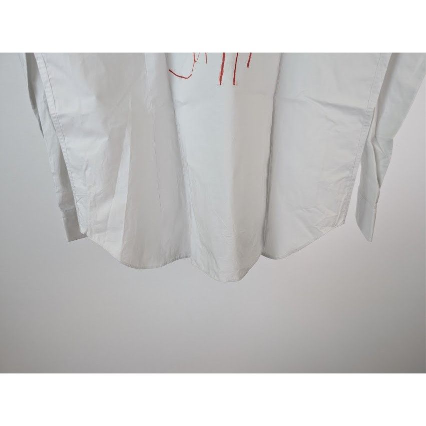 Raf Simons o1rshd1 Long Sleeve Cotton Print Back Button Up Shirt White Size US L / EU 52-54 / 3 - 12 Thumbnail