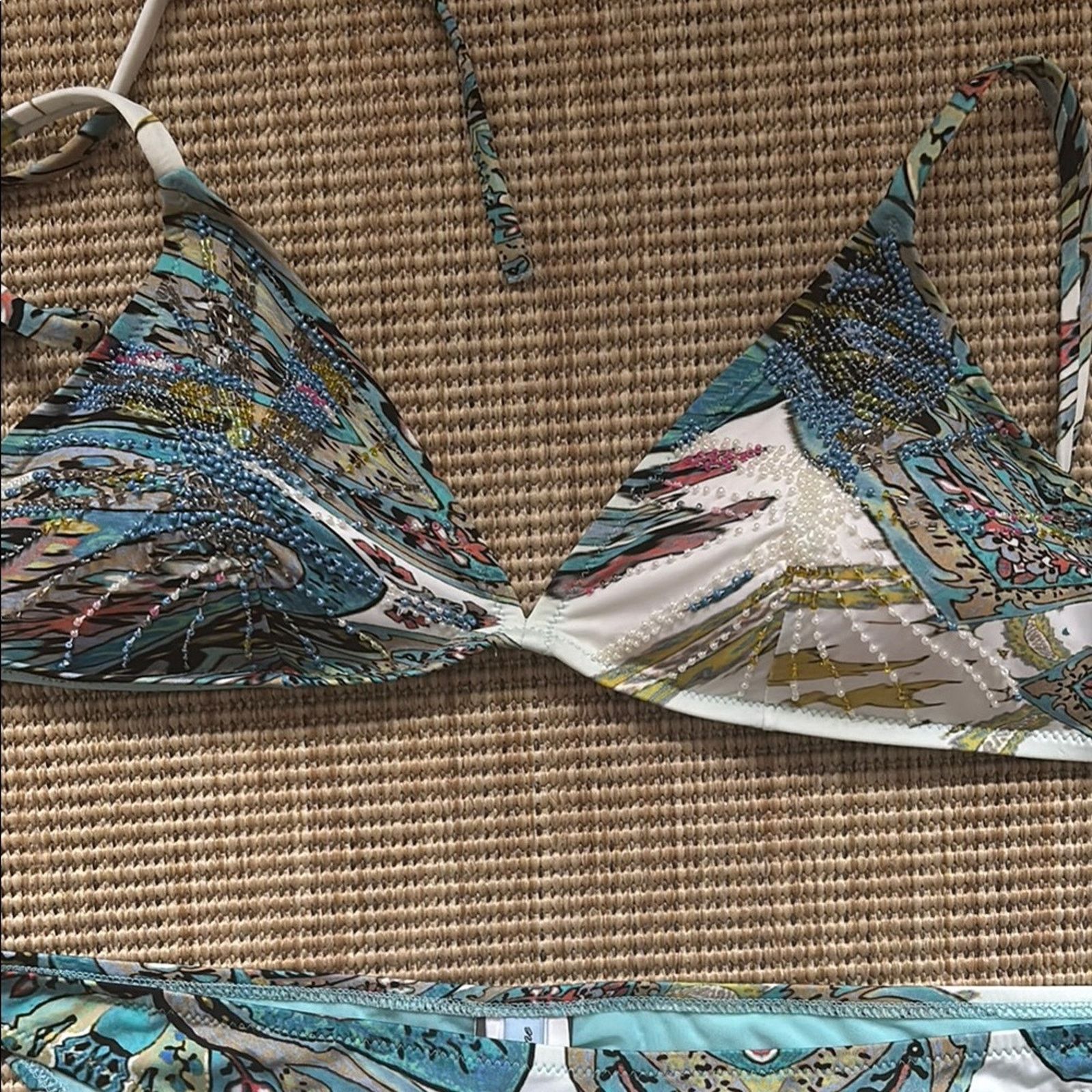 Blumarine NWT Blumarine turquoise Bikini yellow blue beads Set M Size ONE SIZE - 4 Thumbnail