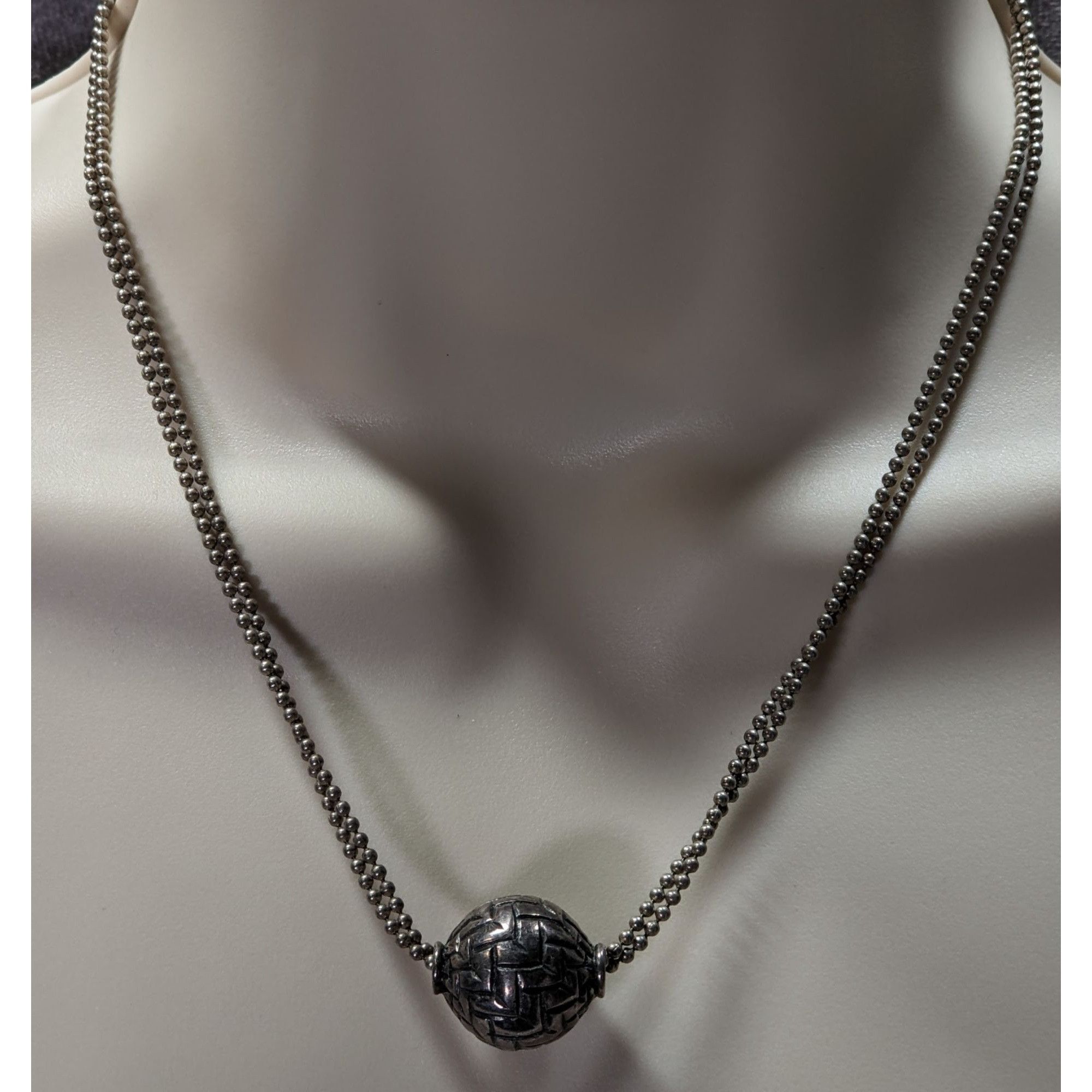 Other Bohemian Basket Weave Texture Single Bead Pendant Necklace O Size ONE SIZE - 1 Thumbnail