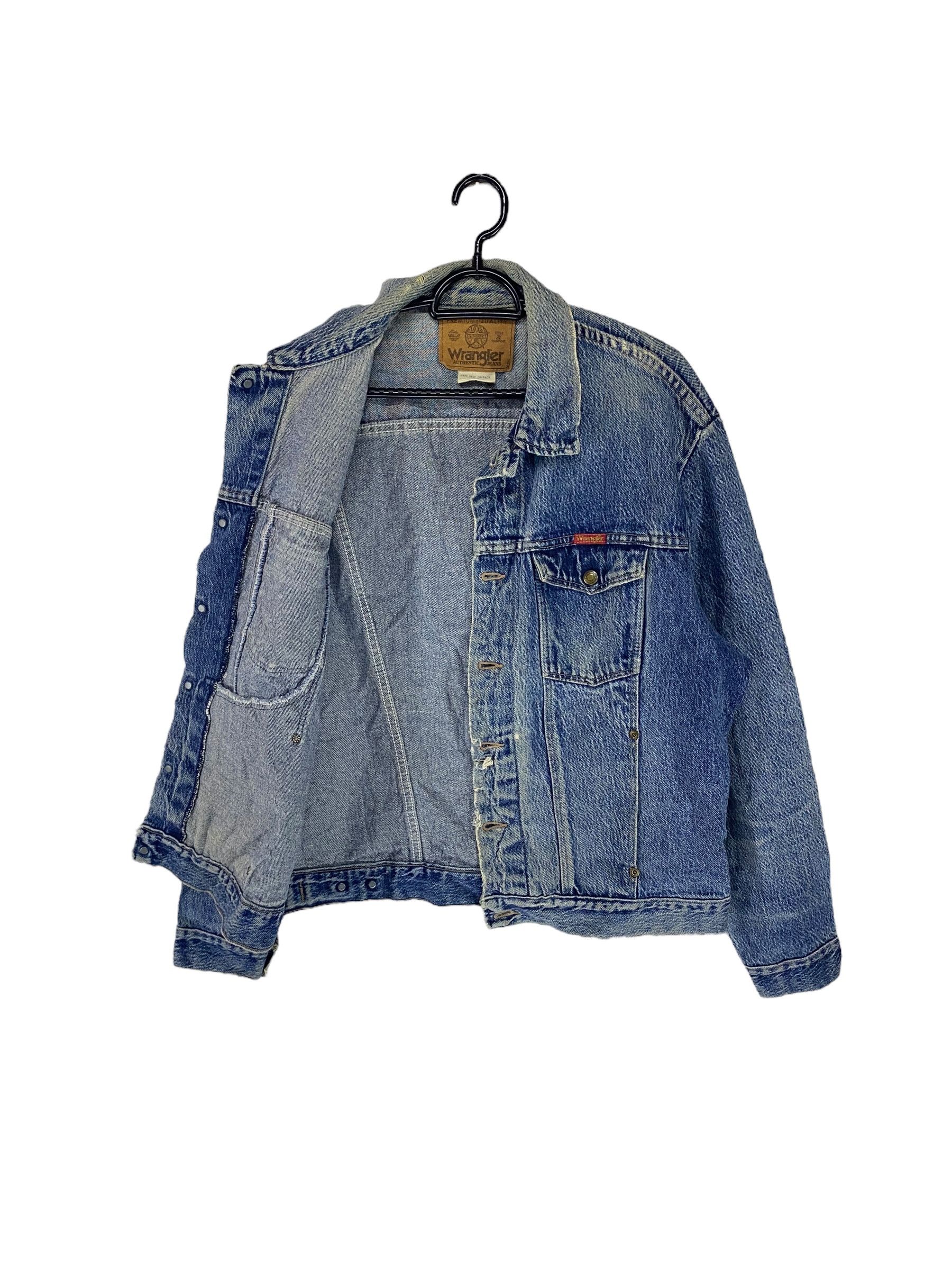 Vintage × Wrangler 90s Wrangler 15 Ozdistressed denim jacket Size US L / EU 52-54 / 3 - 3 Thumbnail