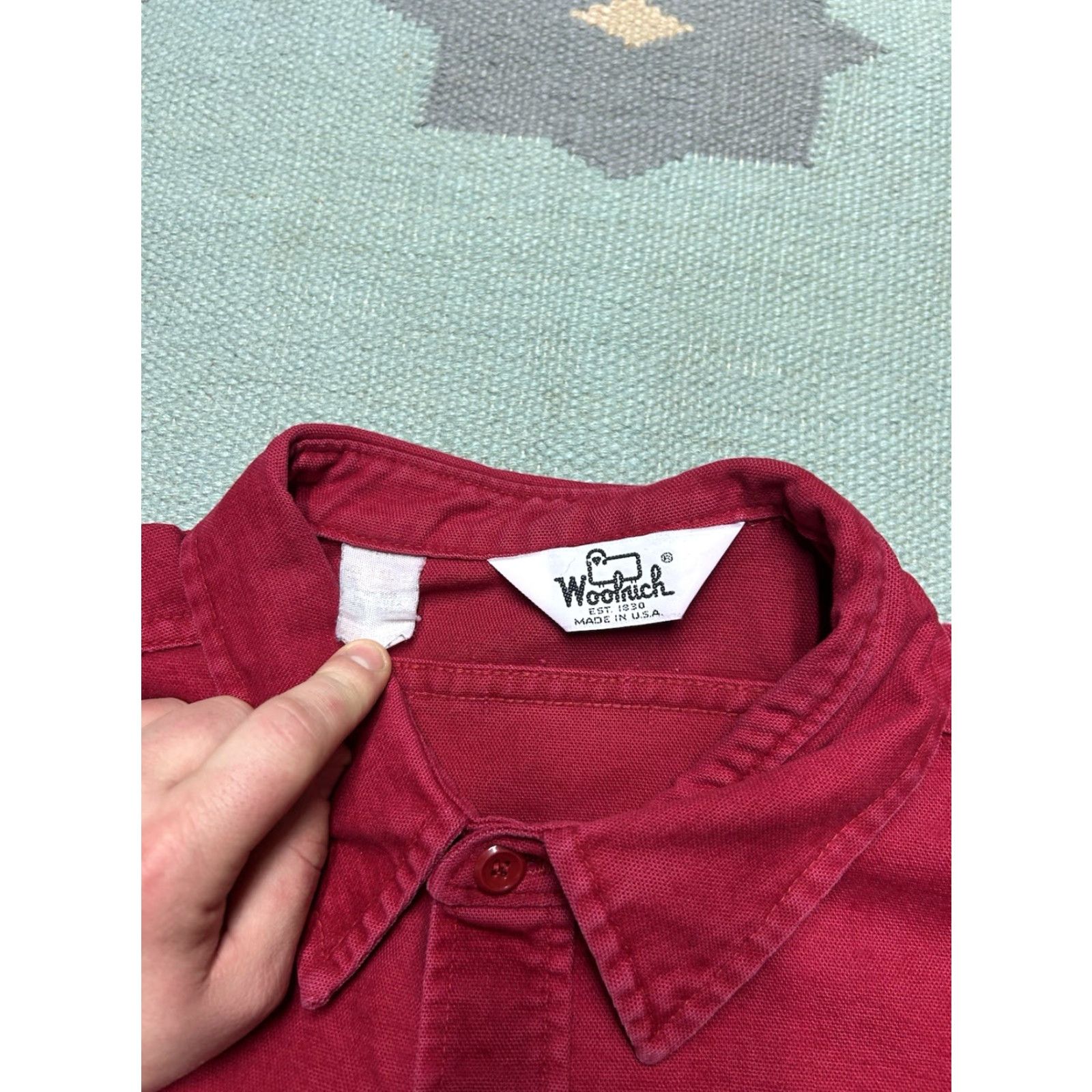 Vintage VINTAGE Woolrich Shirt Button-Up Long Sleeve Red XL Men Size US XL / EU 56 / 4 - 6 Thumbnail