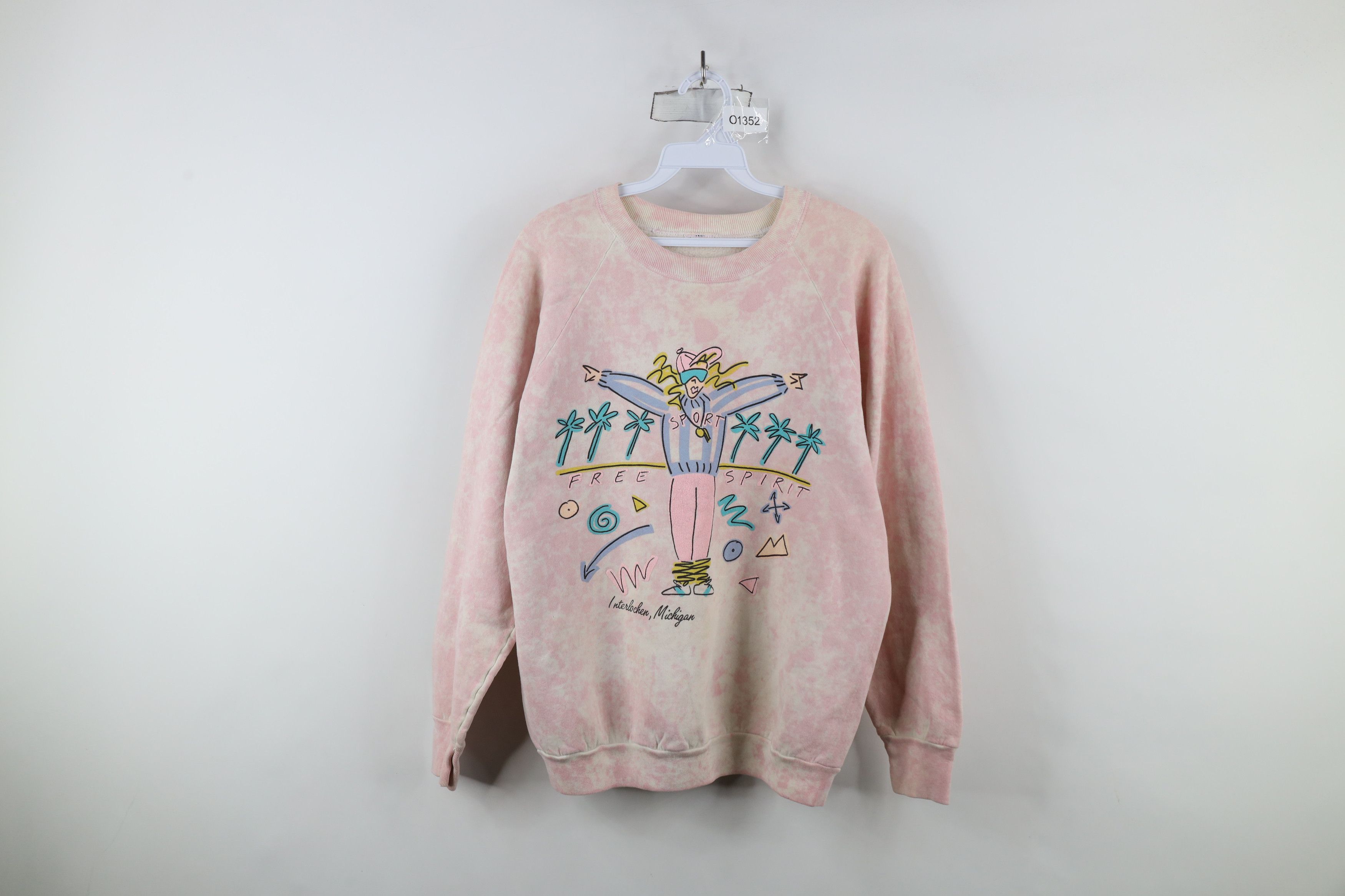 Vintage Vintage 90s Streetwear Pastel Acid Wash Crewneck Sweatshirt Size L / US 10 / IT 46 - 1 Thumbnail