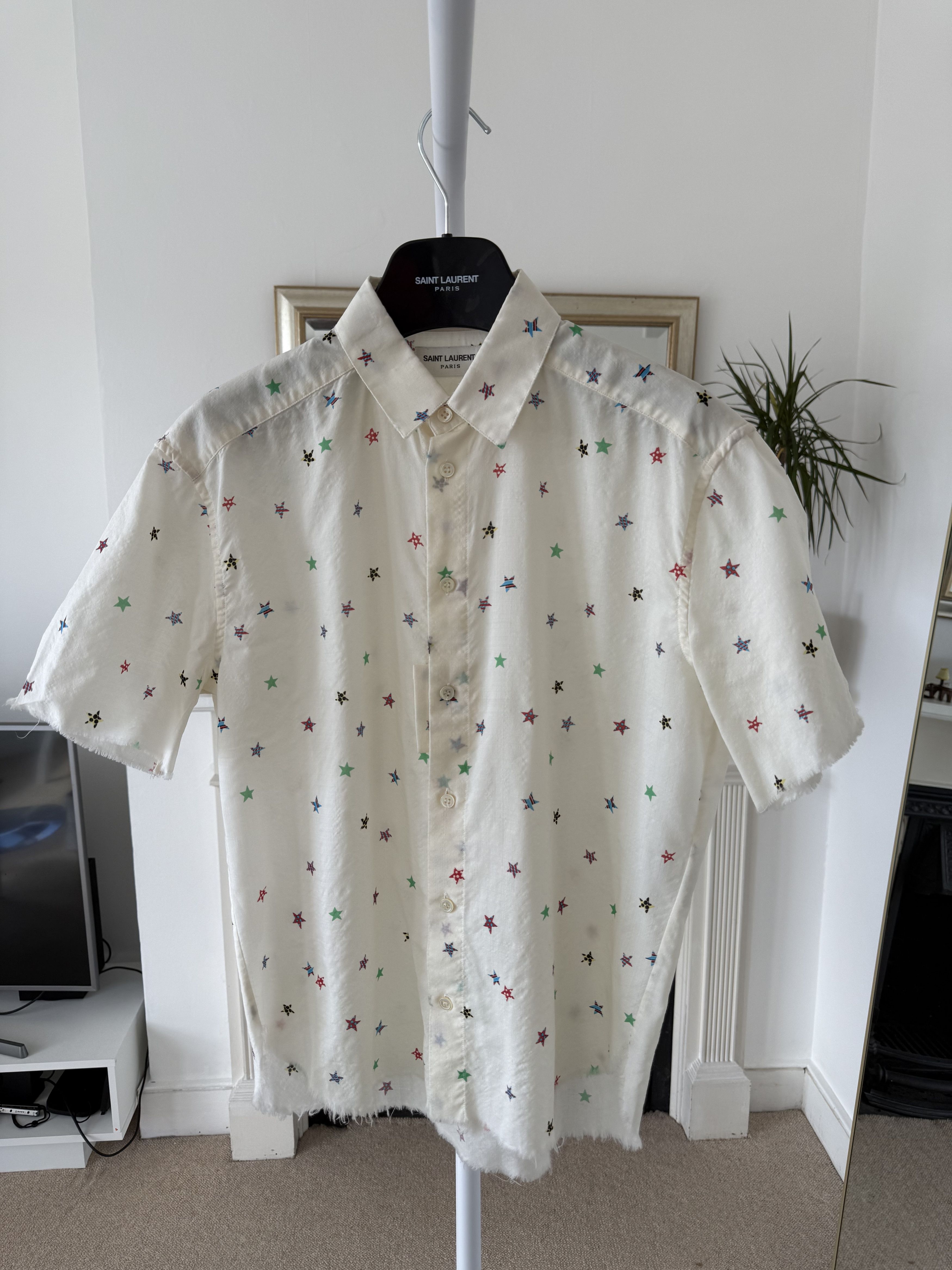 Saint Laurent Paris SS19 Saint Laurent Raw Hem Stars Shirt Size US XS / EU 42 / 0 - 2 Thumbnail