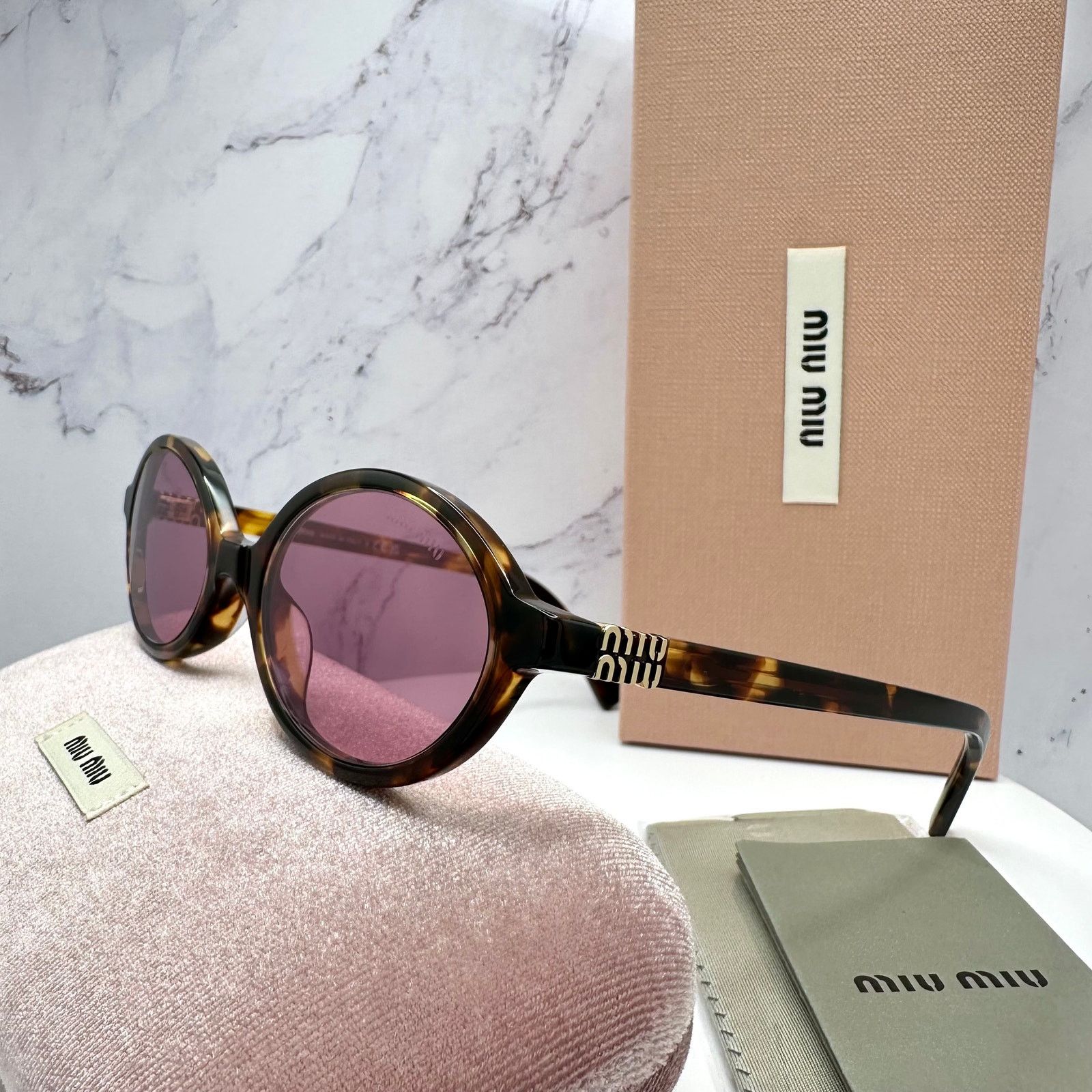 Miu Miu MIU MIU Sunglasses New Brown Gold Metal Logo Authentic Size ONE SIZE - 11 Thumbnail