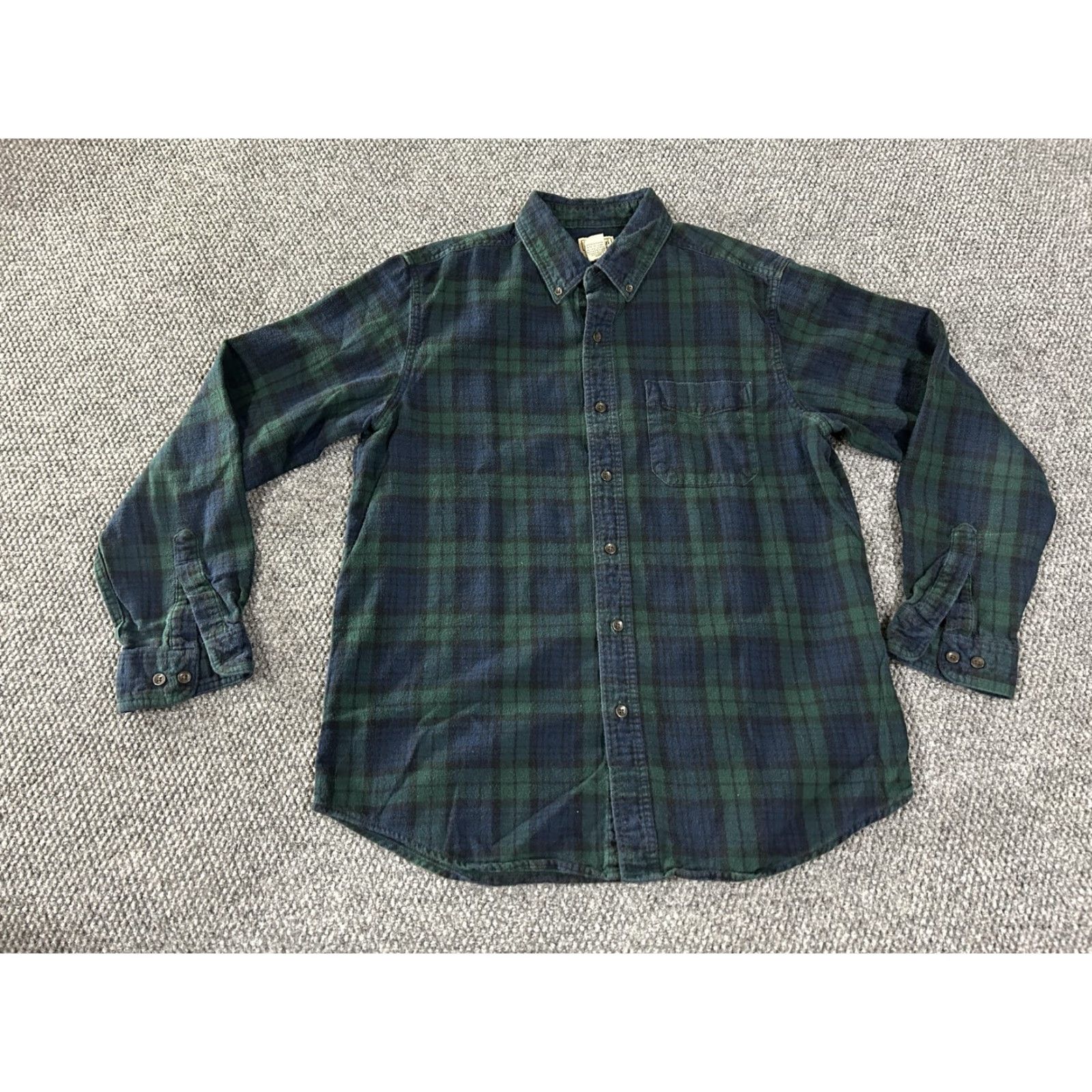 Vintage L.L.Bean Shirt Mens Medium Green Blue Plaid Flannel Button Down Traditional Fit Size US M / EU 48-50 / 2 - 2 Thumbnail