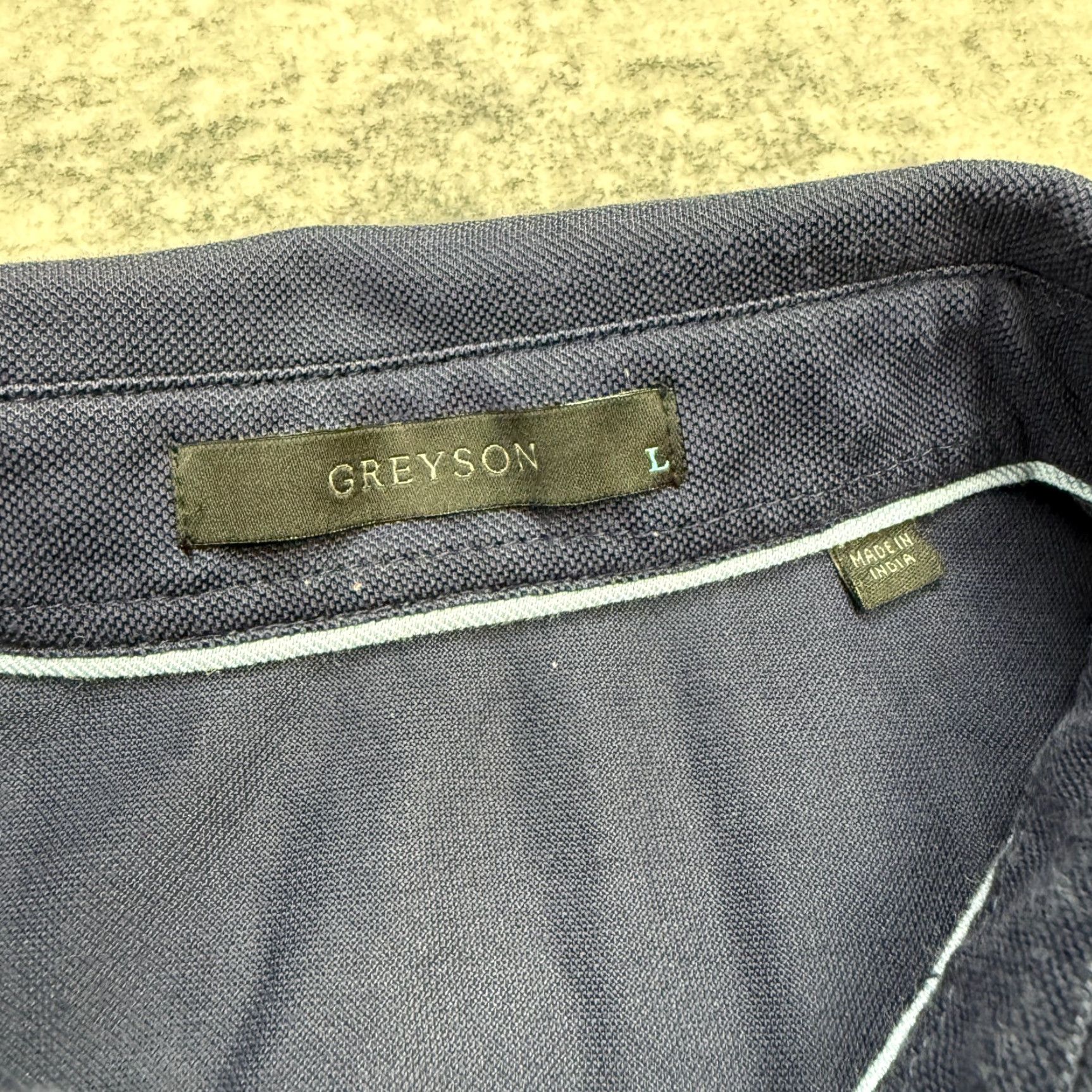 Vintage Greyson Polo Shirt Mens Large Navy Blue Pique Knit BRR Cooling Performance Golf Shirt Size US L / EU 52-54 / 3 - 3 Thumbnail