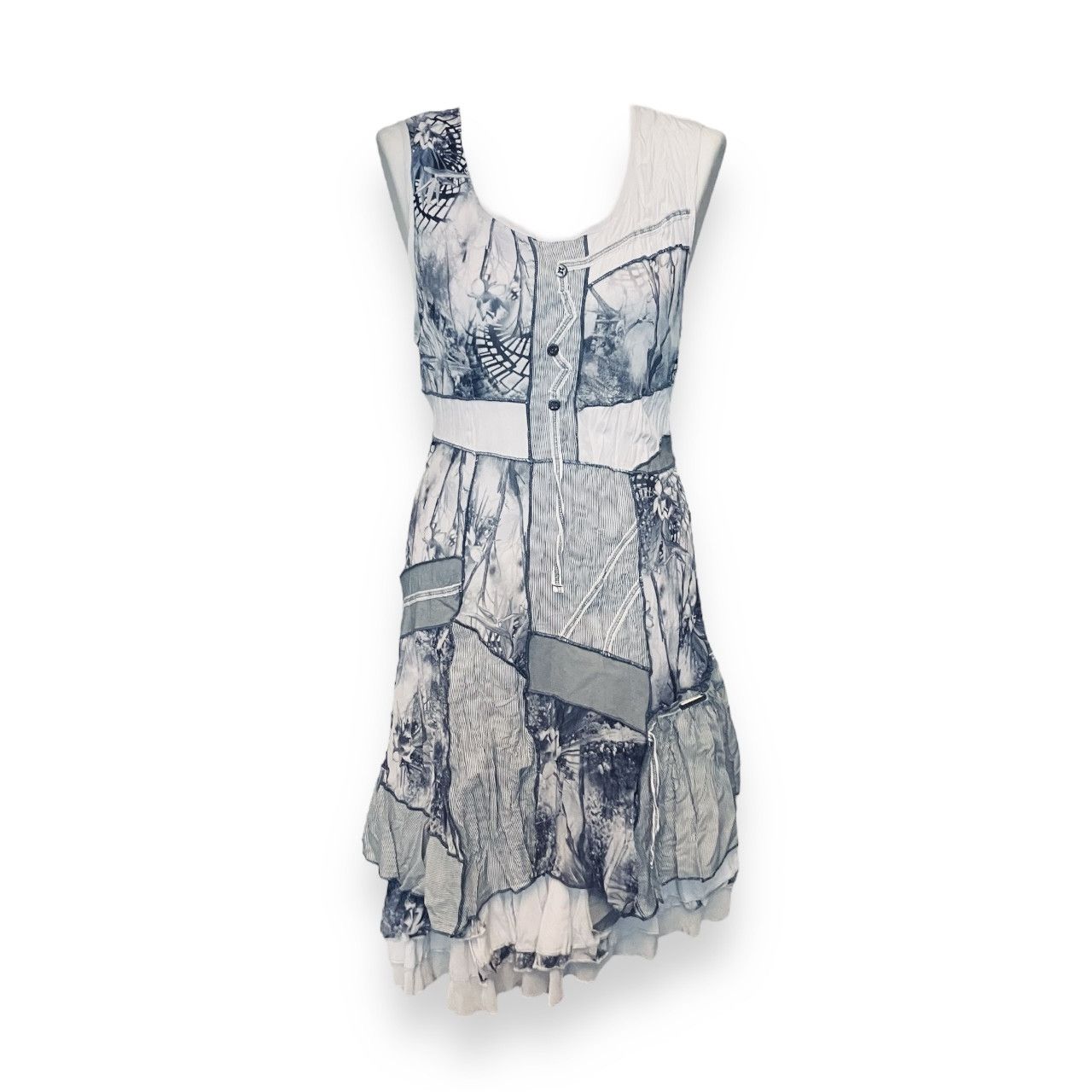 Designer × Vintage Iconic French Vintage Patchwork Mesh Dress Size M / US 6-8 / IT 42-44 - 2 Thumbnail