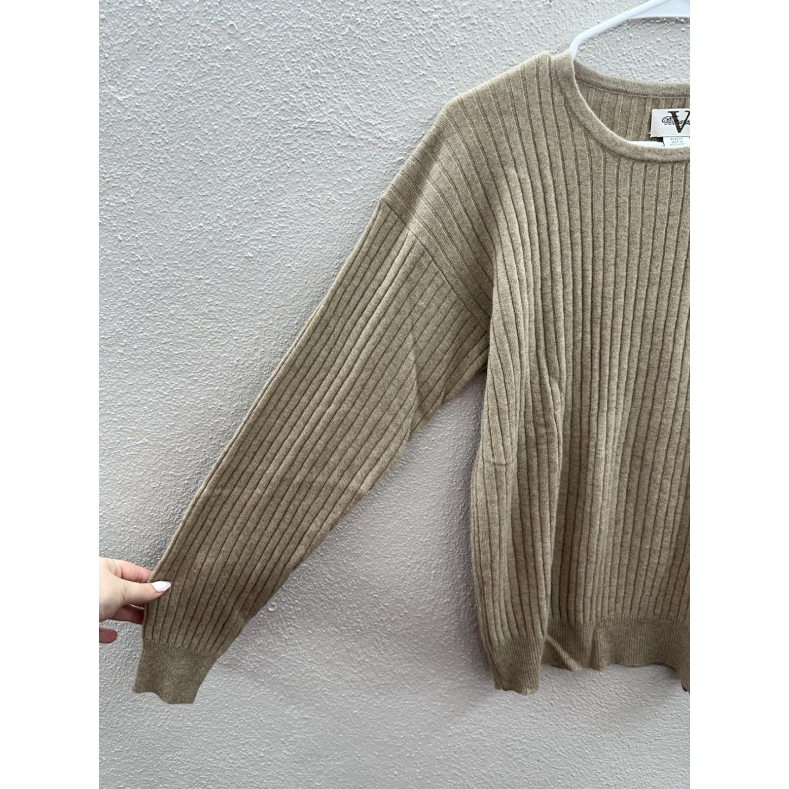 Vintage VINTAGE Verrazano Womens Sweater Pullover Brown Ribbed Cashmere NWT Size Medium Size M / US 6-8 / IT 42-44 - 2 Thumbnail