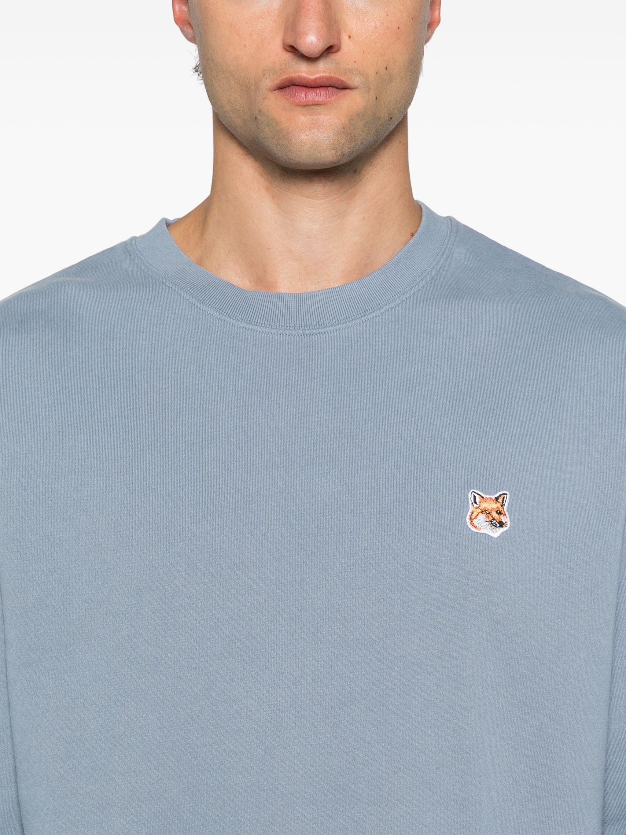 Maison Kitsune o1s22i1n1124 Fox Head Patch Sweatshirt in Light Blue Size US L / EU 52-54 / 3 - 5 Thumbnail