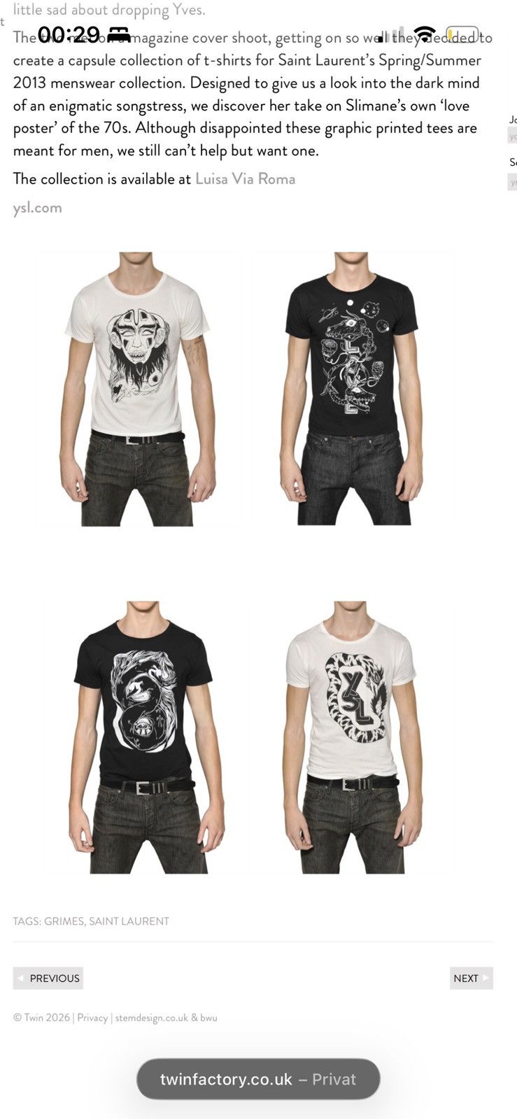 Saint Laurent Paris SS2013 Grimes Capsule Graphic Tee Size US XL / EU 56 / 4 - 7 Thumbnail