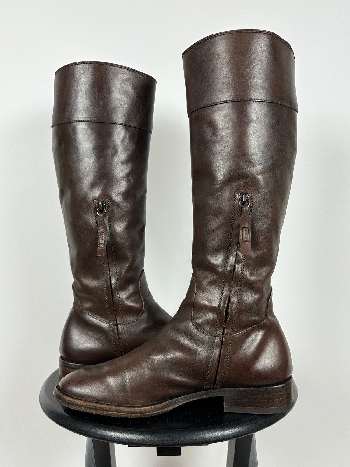 Brunello Cucinelli Brunello Cucinelli Brown Leather Riding Boots Size US 10 / IT 40 - 6 Thumbnail