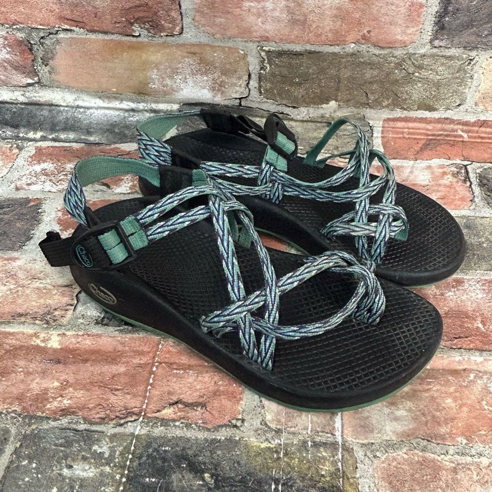 Chaco Blue Braided Black Adjustable Zx/2 Sandals Size 9