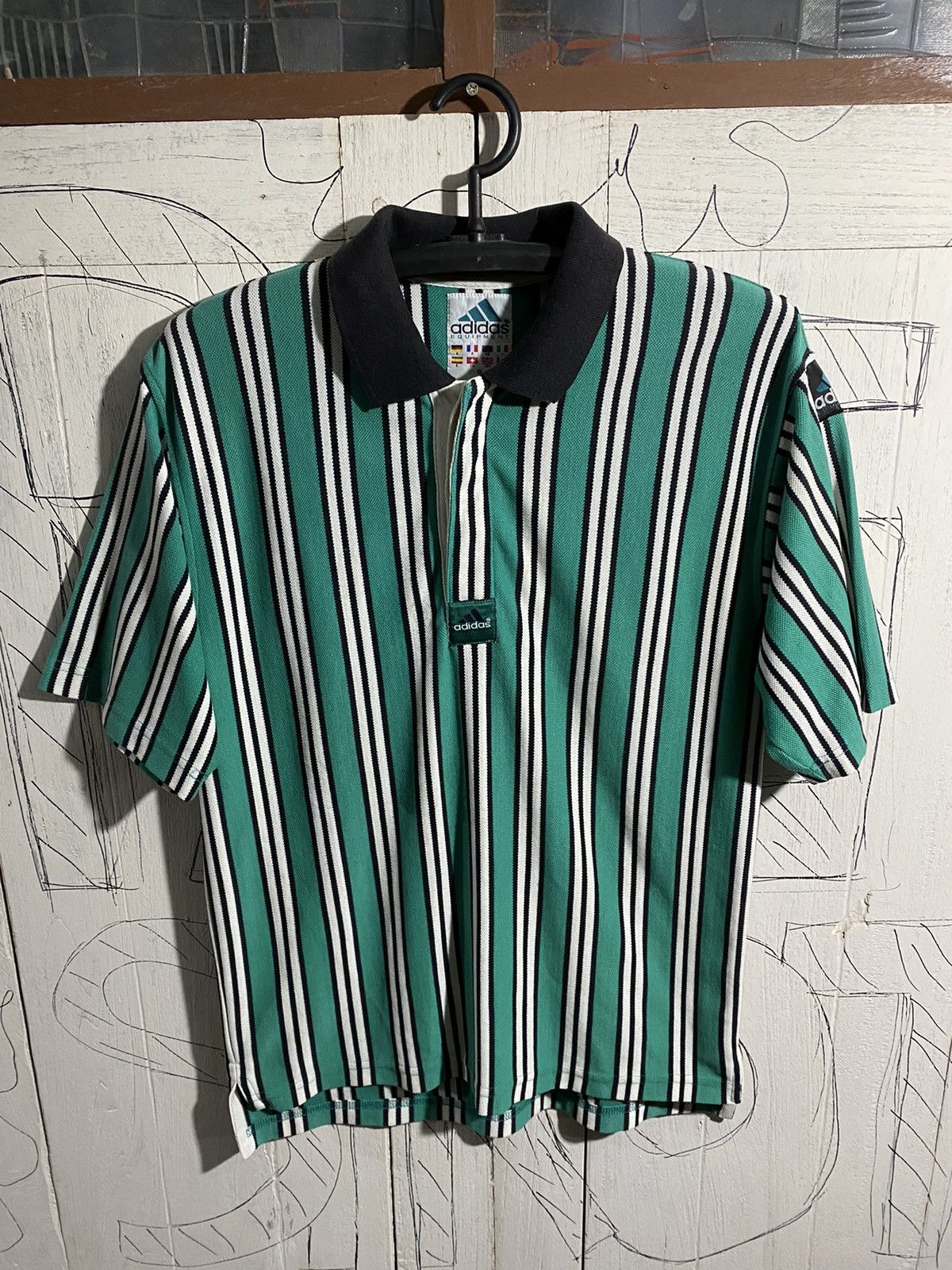 Adidas × Vintage Vintage Adidas Equipment Striped Polo Shirt size S Size US S / EU 44-46 / 1 - 3 Thumbnail