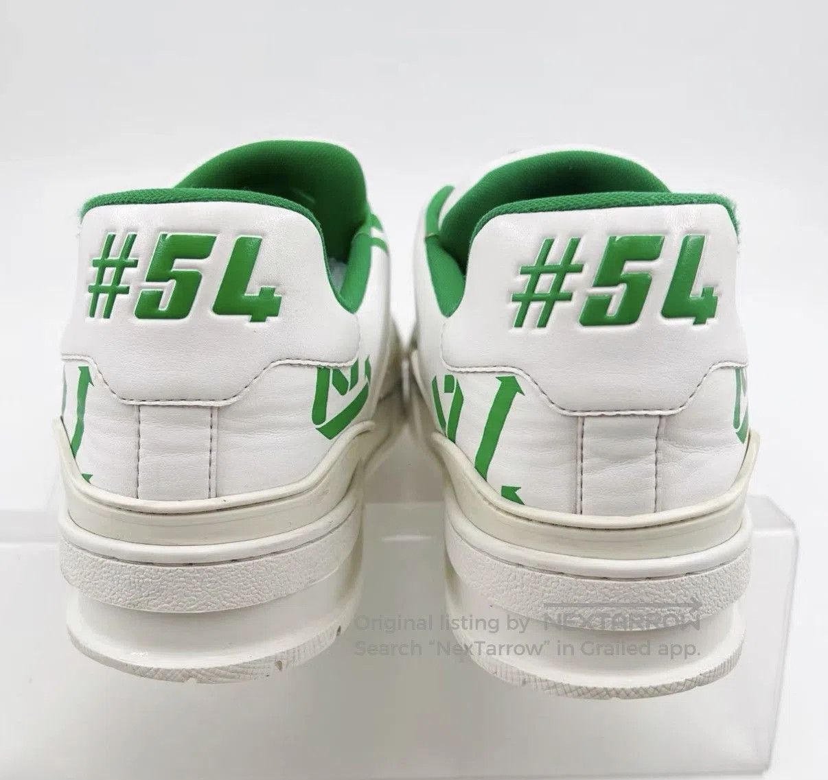 Louis Vuitton White Low-Top Sneakers with Green Accents Size 8.5. Size US 8.5 / EU 41-42 - 7 Thumbnail
