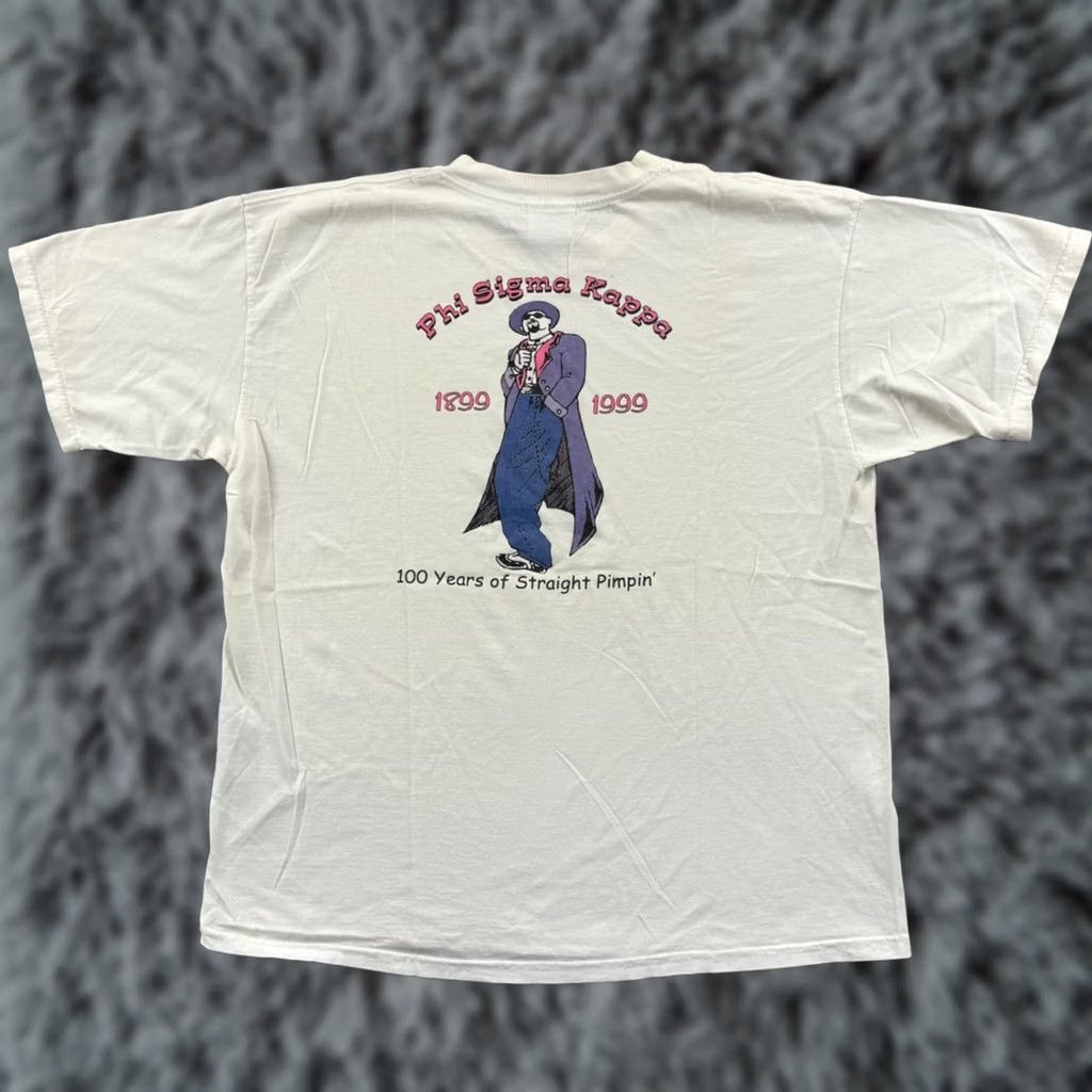Gildan VINTAGE Phi Sigma Kappa Shirt Mens XL White 90s Greek Fraternity Gildan Short Sleeve Size US XL / EU 56 / 4 - 1 Thumbnail