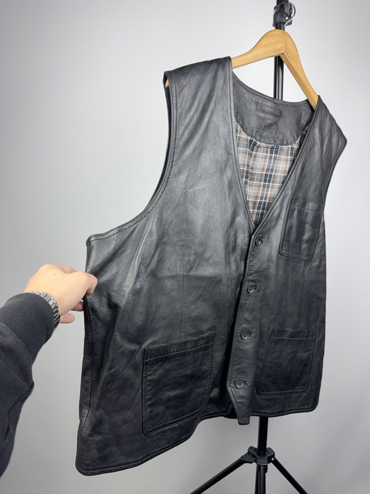 Vintage 90s Retro Biker Racing Opium Western Leather Vest