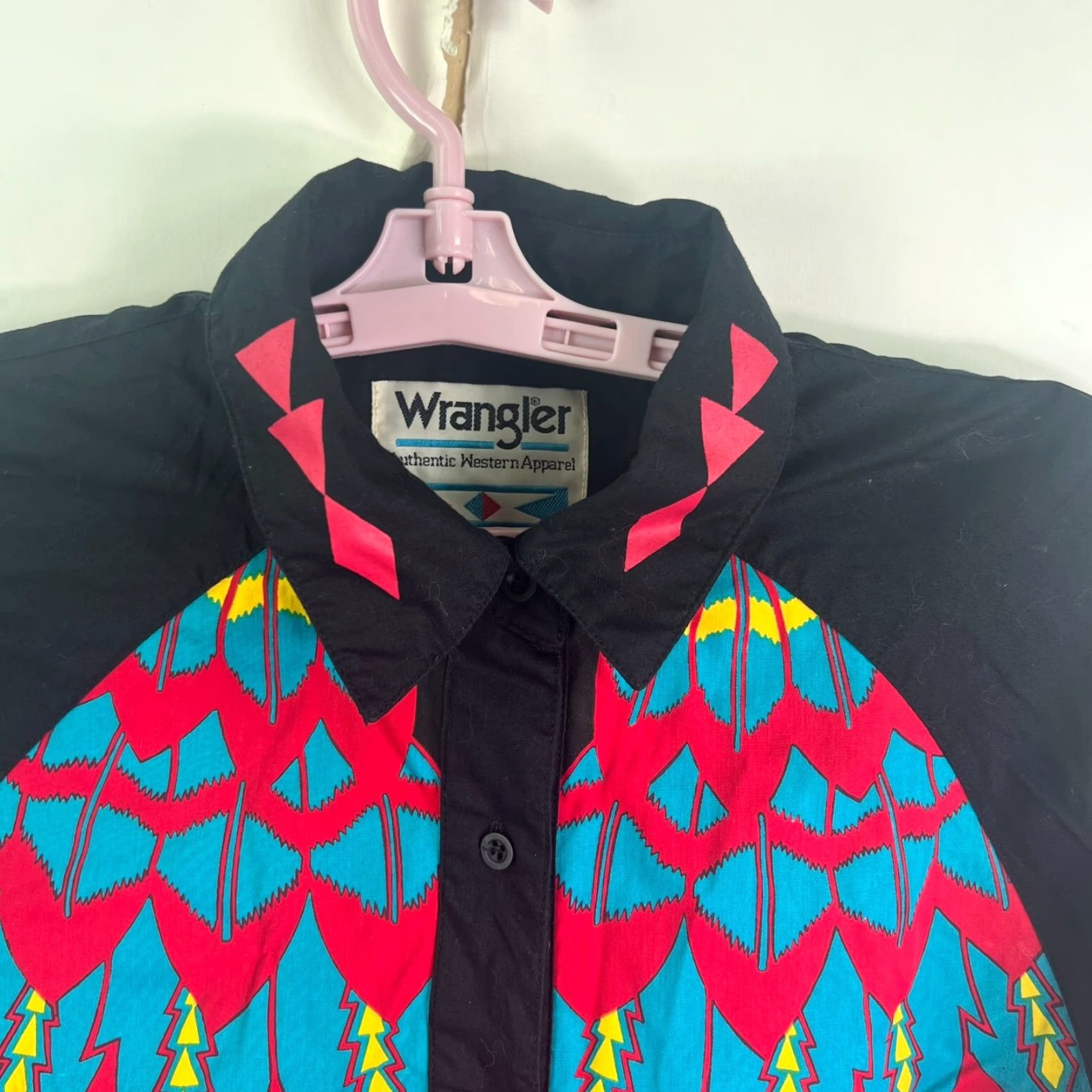 Wrangler VINTAGE Wrangler Western Shirt Womens M Black Embroidered Geometric Cowgirl 90sâ2000s Size M / US 6-8 / IT 42-44 - 3 Thumbnail