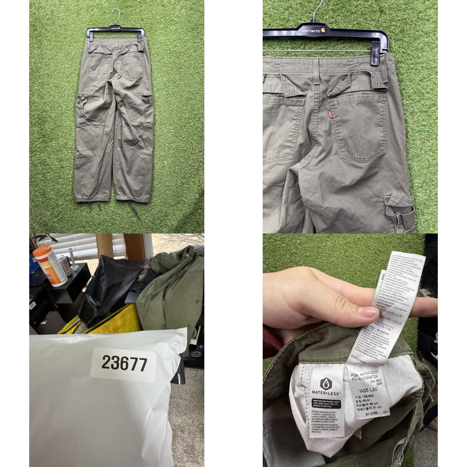 Levi's Levis 94 Baggy Cargo Pants Womens 26 Cinch Ankle Hiking Army Green 26x29 Jeans Wide Leg Womens Size 26" / US 2 / IT 38 - 8 Thumbnail