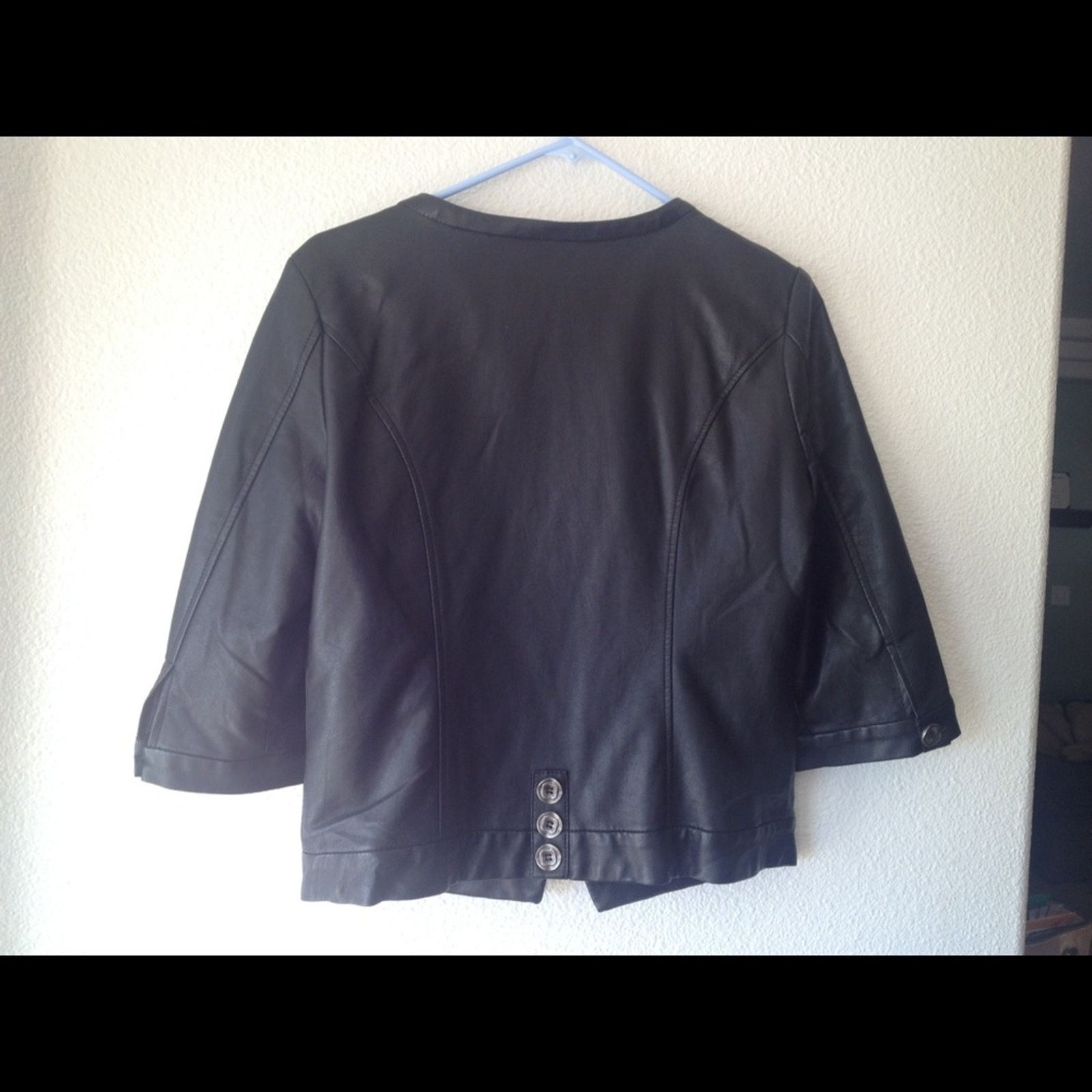 Other Faux leather zip front 3 quarter sleeve button accent jacket Size S / US 4 / IT 40 - 4 Thumbnail