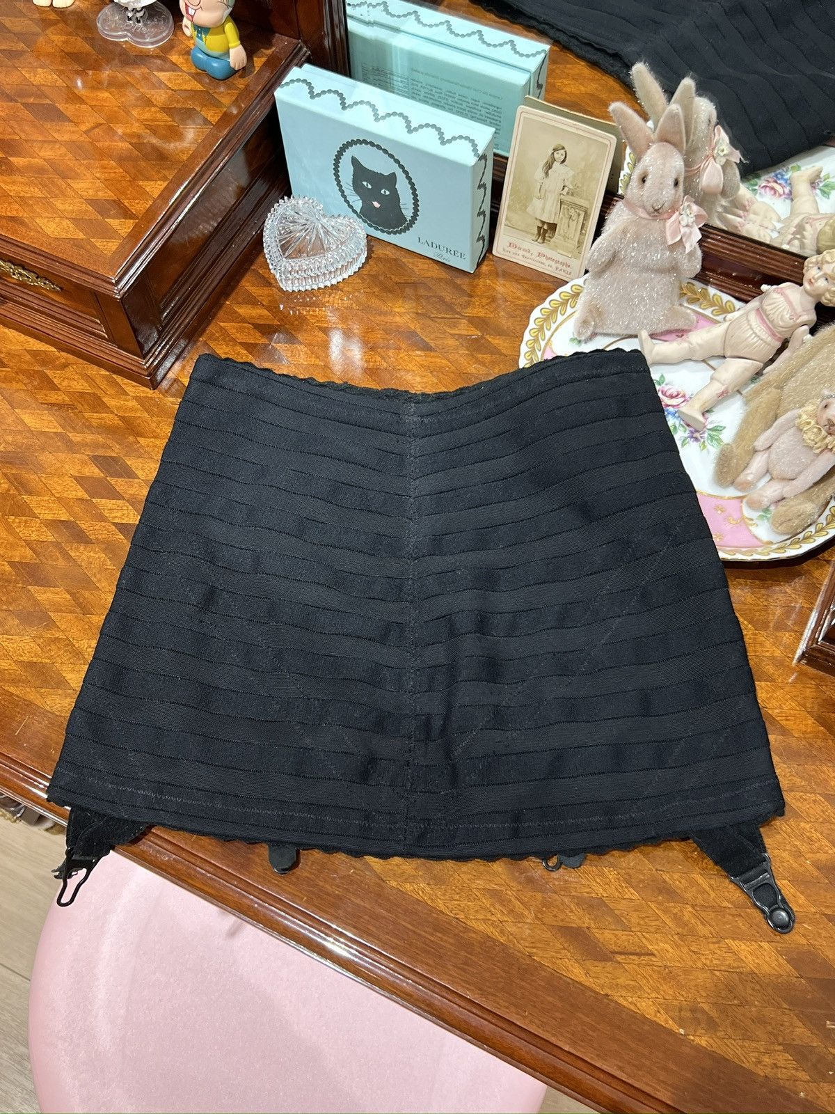 Vintage 50s Vintage Black Garter Skirt Size 25" / US 0 / IT 36 - 5 Thumbnail